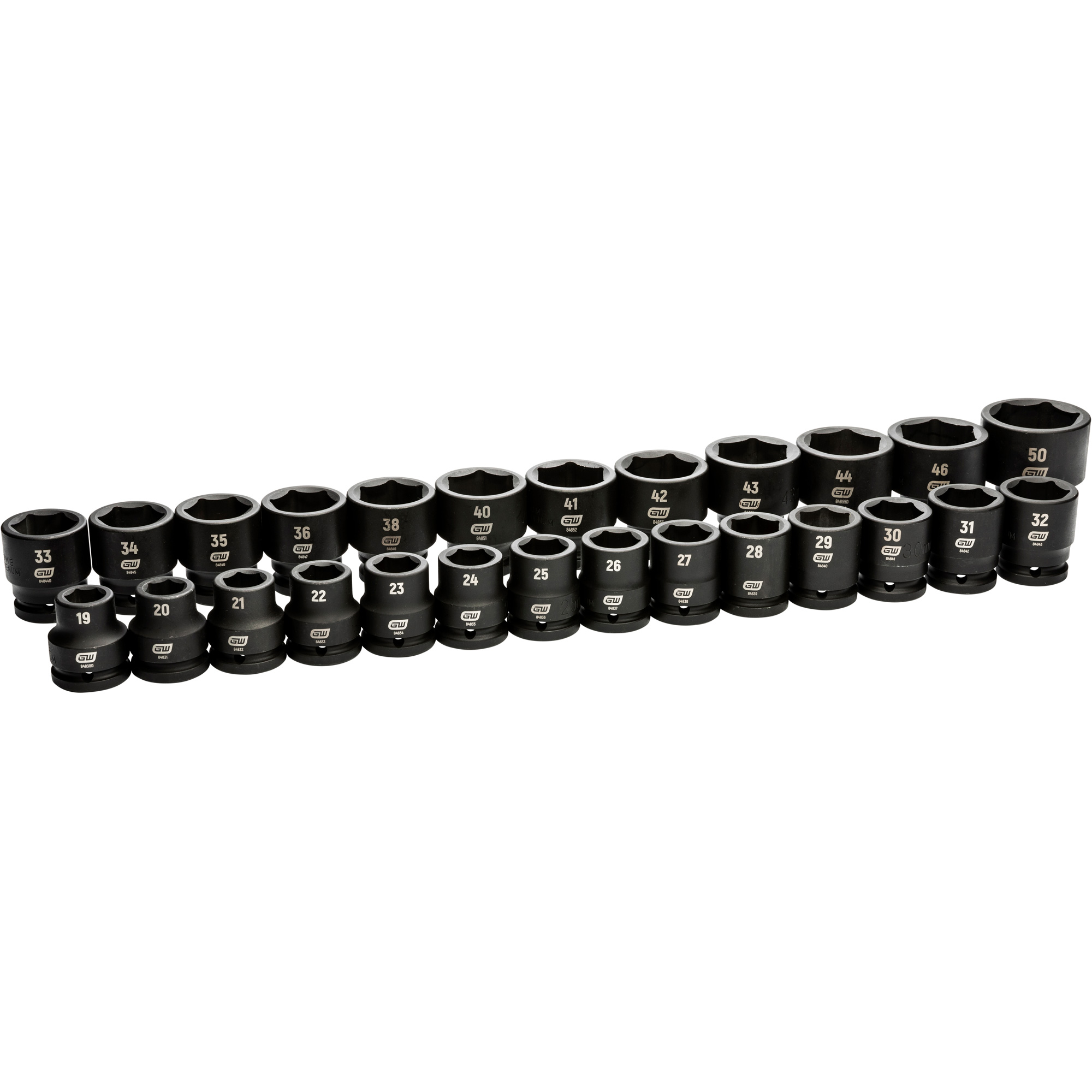 Jeu de douilles métriques à 6 pans, 26 Mcx, Chocs, Prise de 3/4"