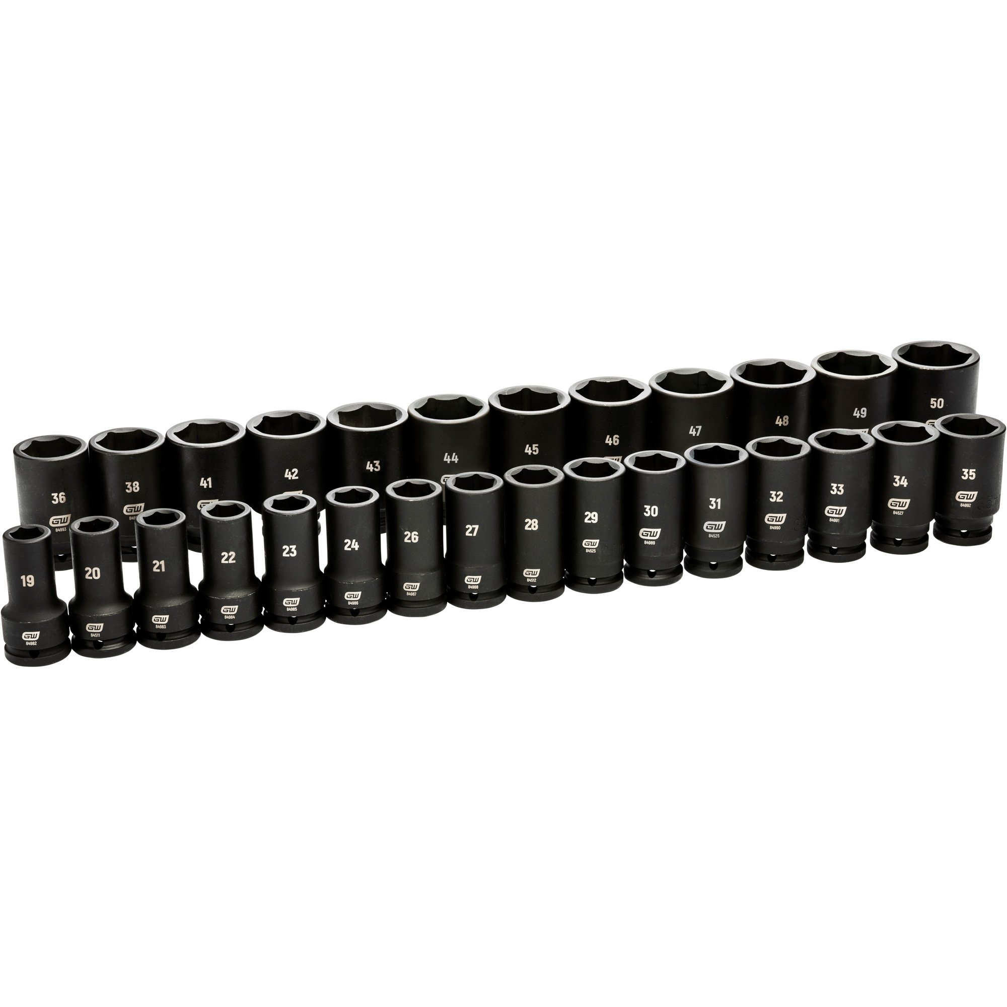 Jeu de douilles métriques à 6 pans, 28 Mcx, Chocs, Prise de 3/4", Profond