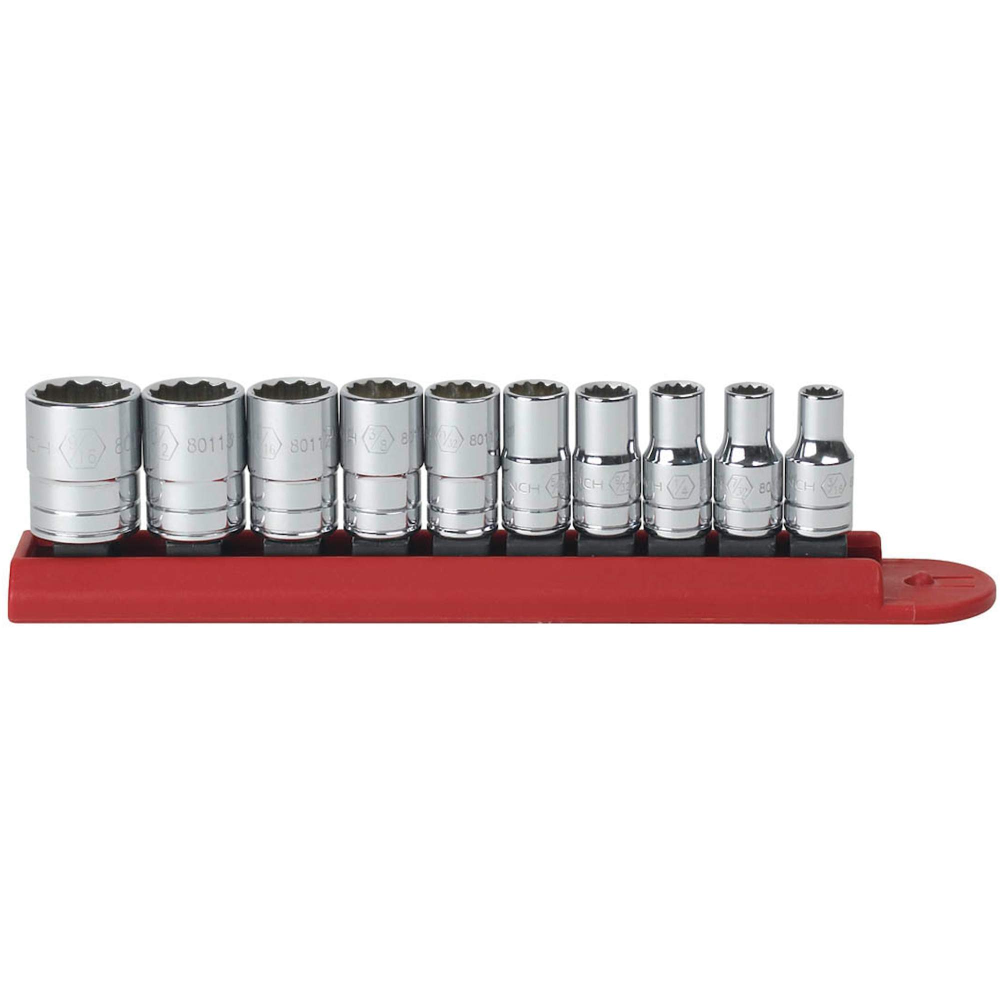 Jeu de douilles SAE à 12 pans, 10 Mcx, Prise de 1/4"