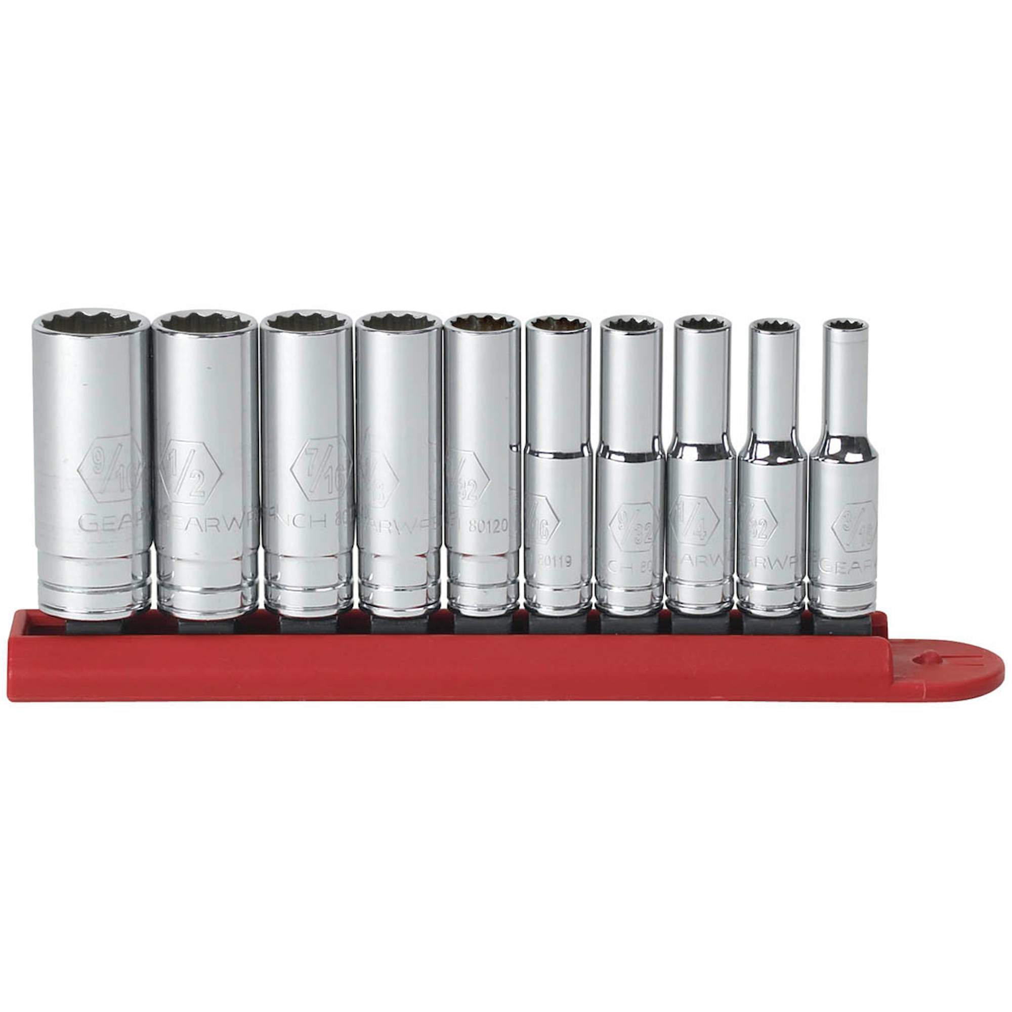 Jeu de douilles SAE à 12 pans, 10 Mcx, Prise de 1/4", Profond
