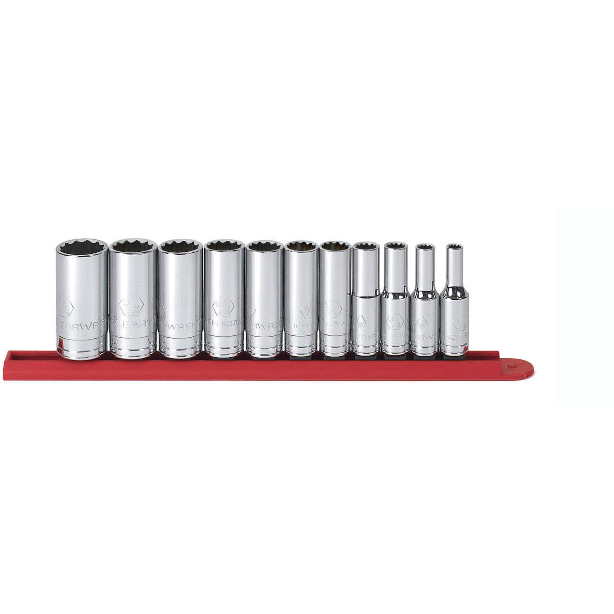Jeu de douilles SAE à 12 pans, 11 Mcx, Prise de 3/8", Profond