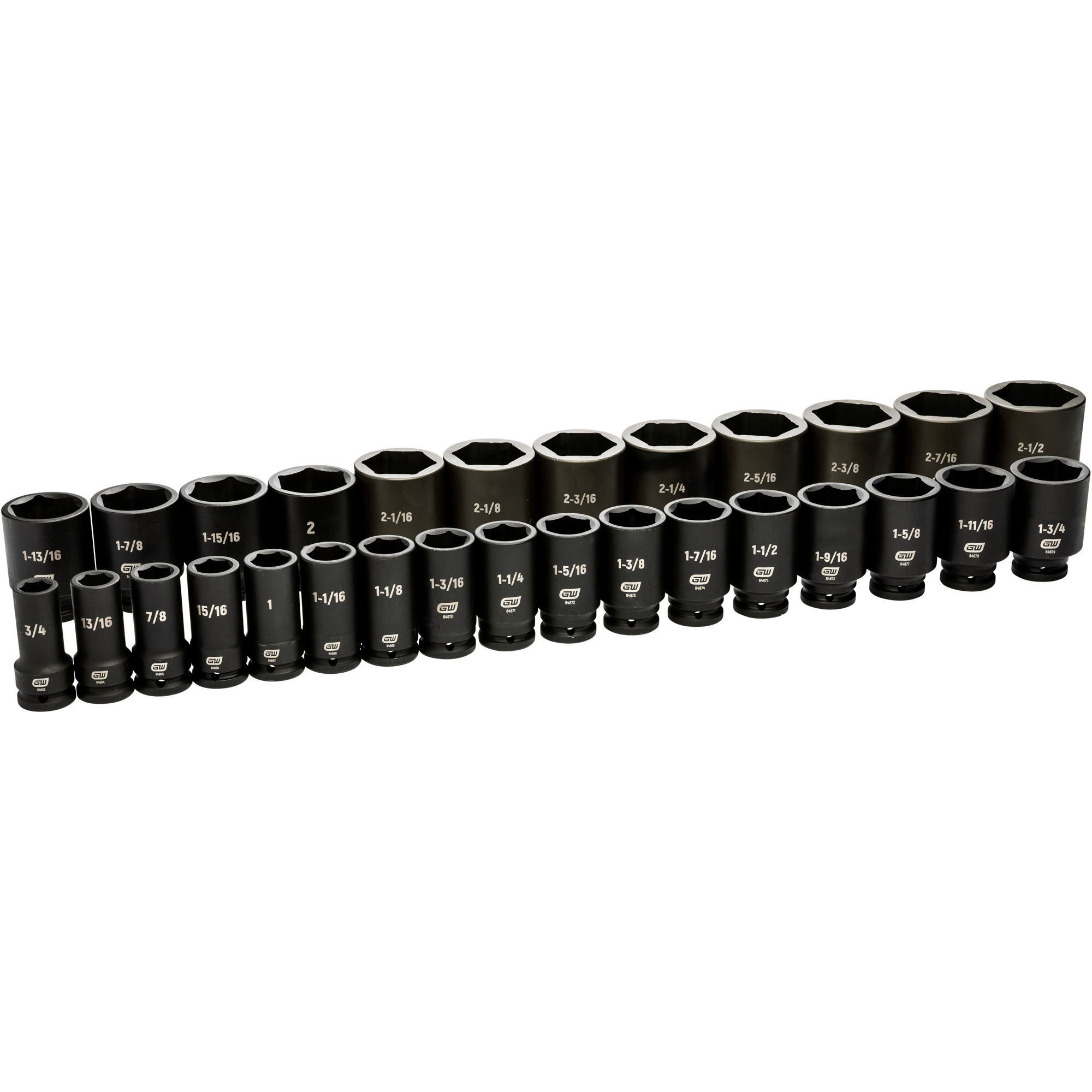 Jeu de douilles SAE à 6 pans, 29 Mcx, Chocs, Prise de 3/4", Profond