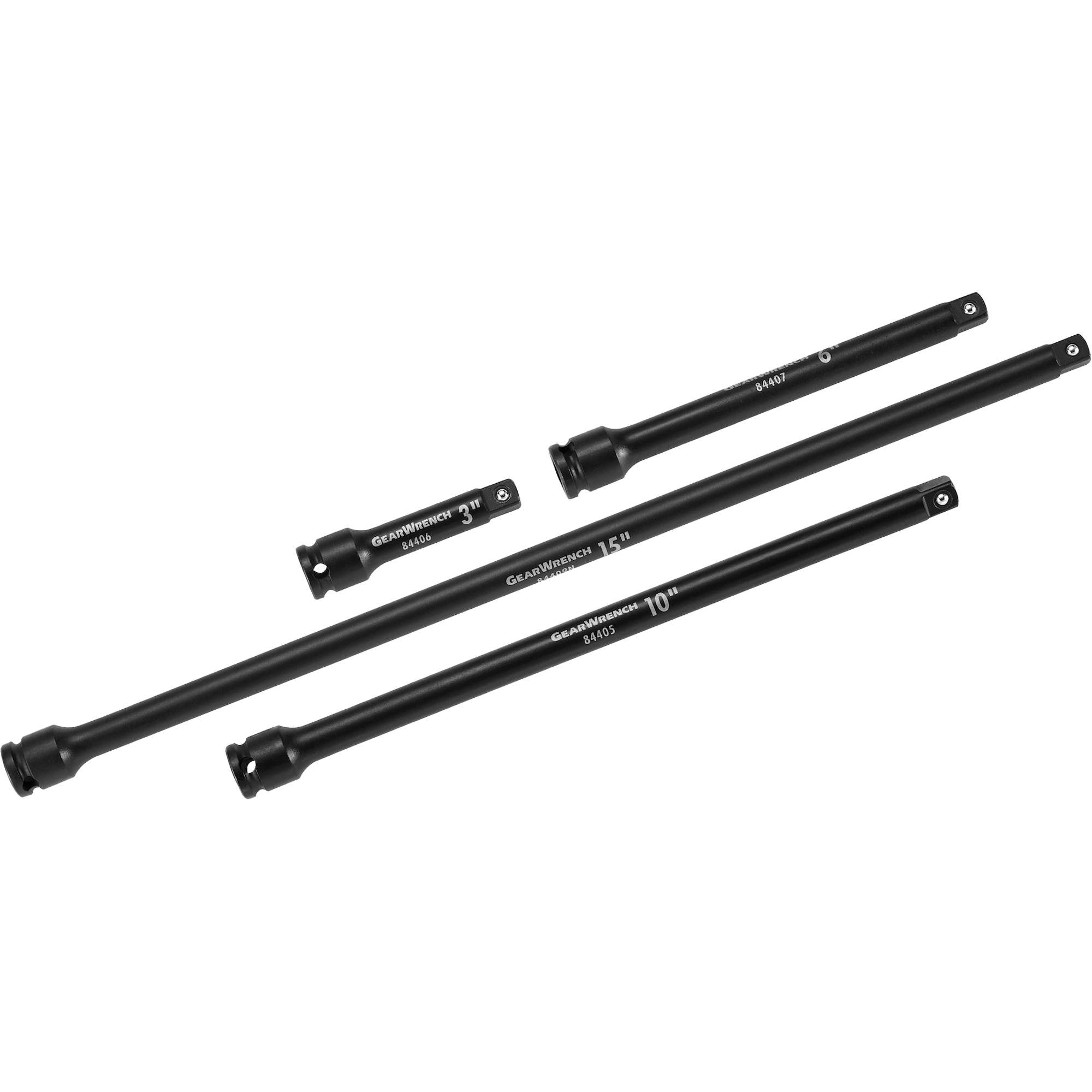 Jeu de rallonges à chocs, Prise de 3/8", Fini Phosphate de manganèse, 4 Mcx