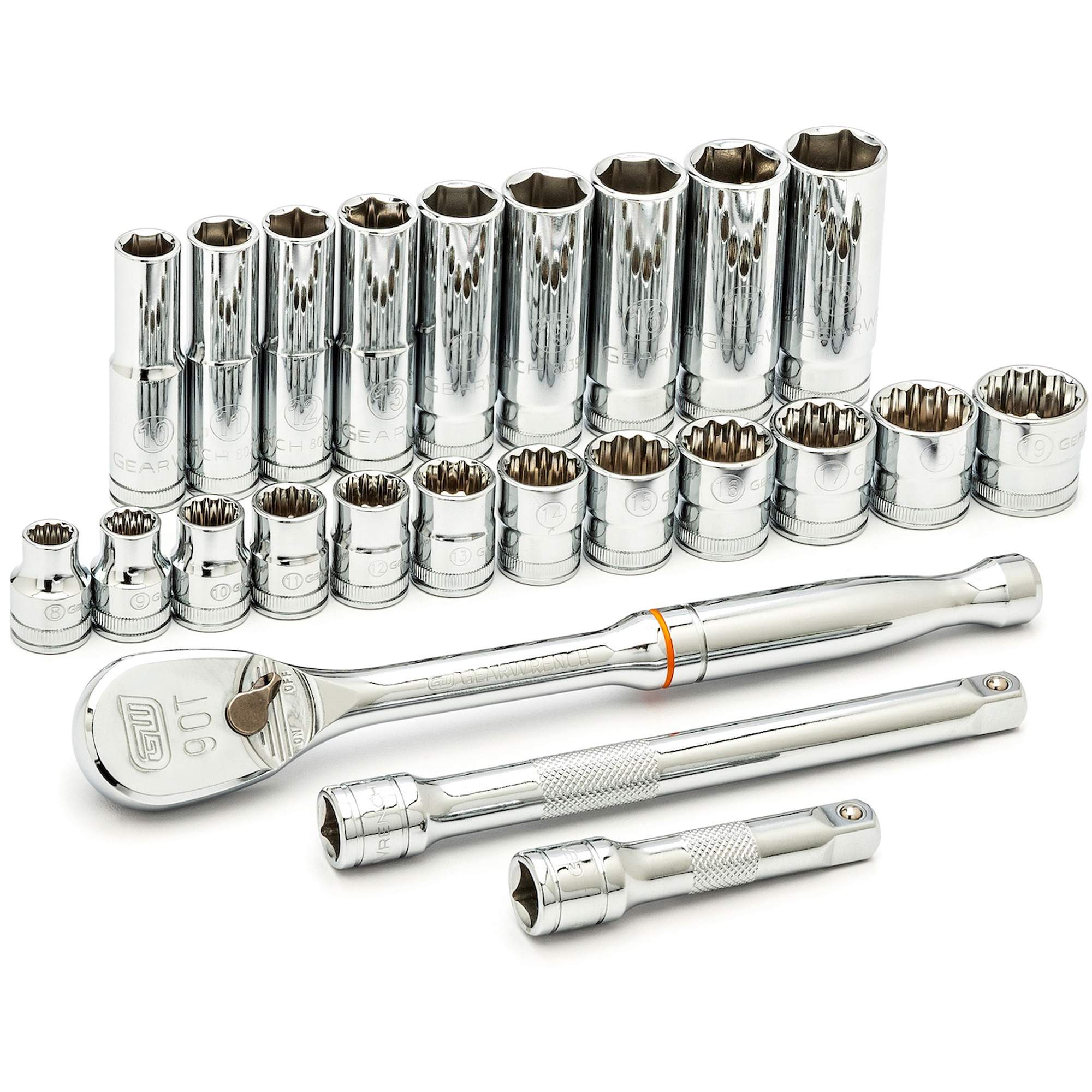 Jeu d'outils métriques à six & 12 pans pour mécanicien, 24 Mcx, Prise de 3/8", Profond
