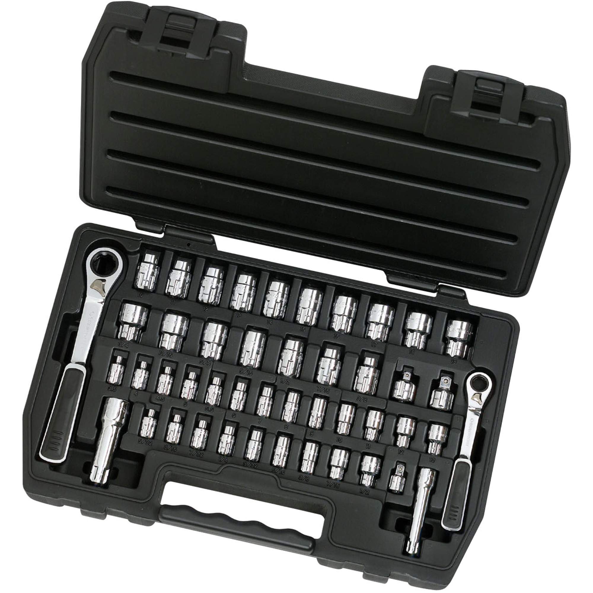 Jeu d'outils métriques/SAE à six pans Pass-ThruMC à prises 3/8" & 1/4", 46 Mcx – Image 2