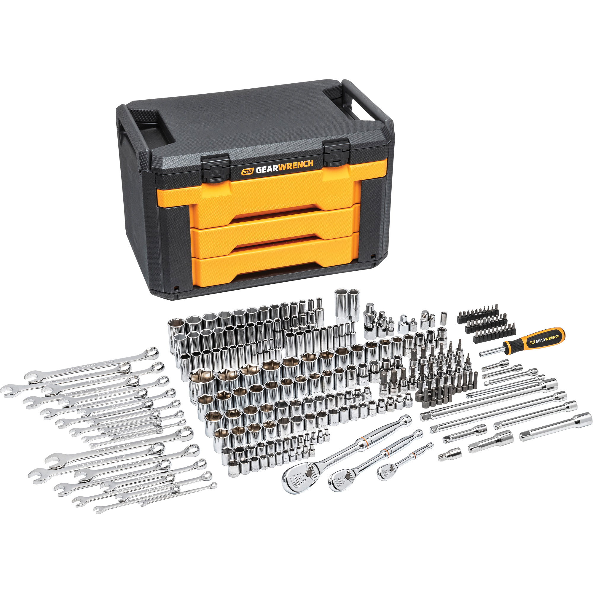 Jeu d'outils pour mécanicien à 6 pans dans boîte de rangement à trois tiroirs