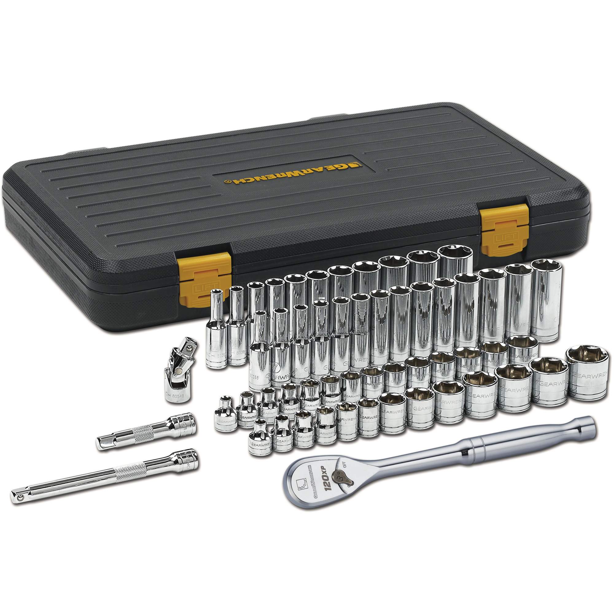Jeu d'outils pour mécanicien à 6 pans SAE/métriques 120XPMC, 56 Mcx, Prise de 3/8", Profond