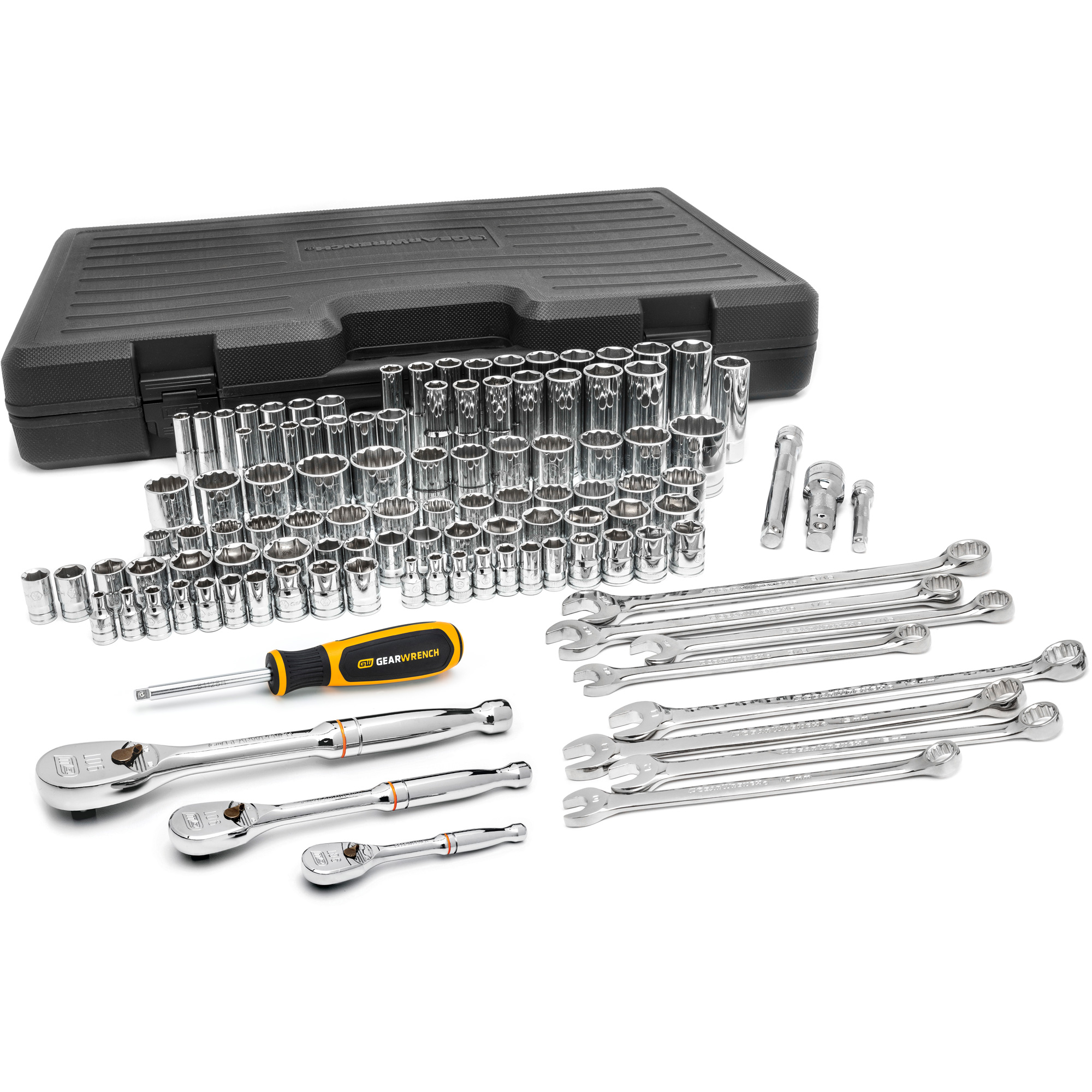 Jeu d'outils pour mécaniciens à 6 et 12 pans standards et profonds de 1/4", 3/8" et 1/2" SAE/métriques