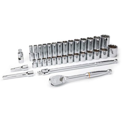 Jeu d'outils pour mécaniciens SAE à 6 points, 33 Mcx, Prise de 1/2", Profond