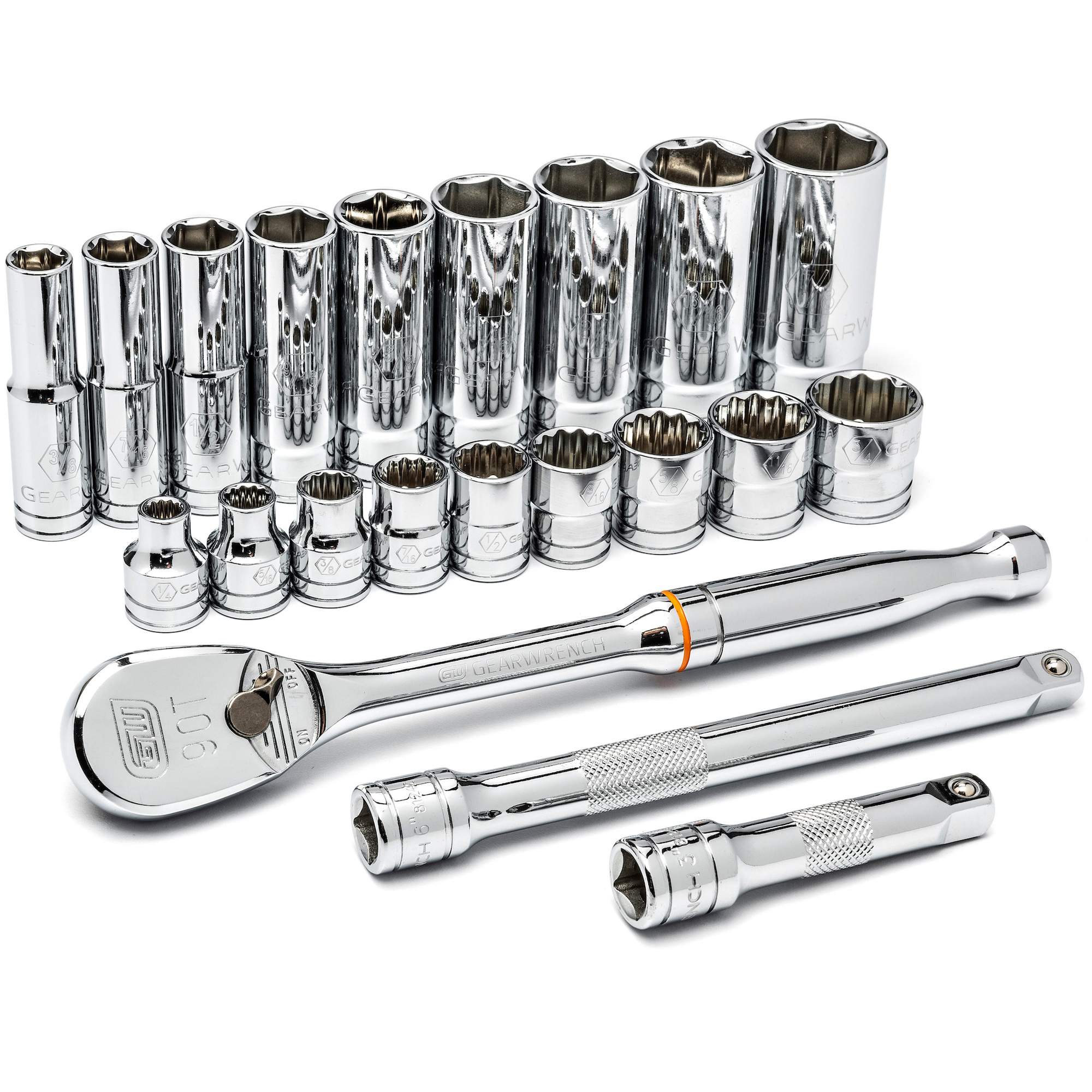 Jeu d'outils SAE à six & 12 pans pour mécanicien, 21 Mcx, Prise de 3/8", Profond