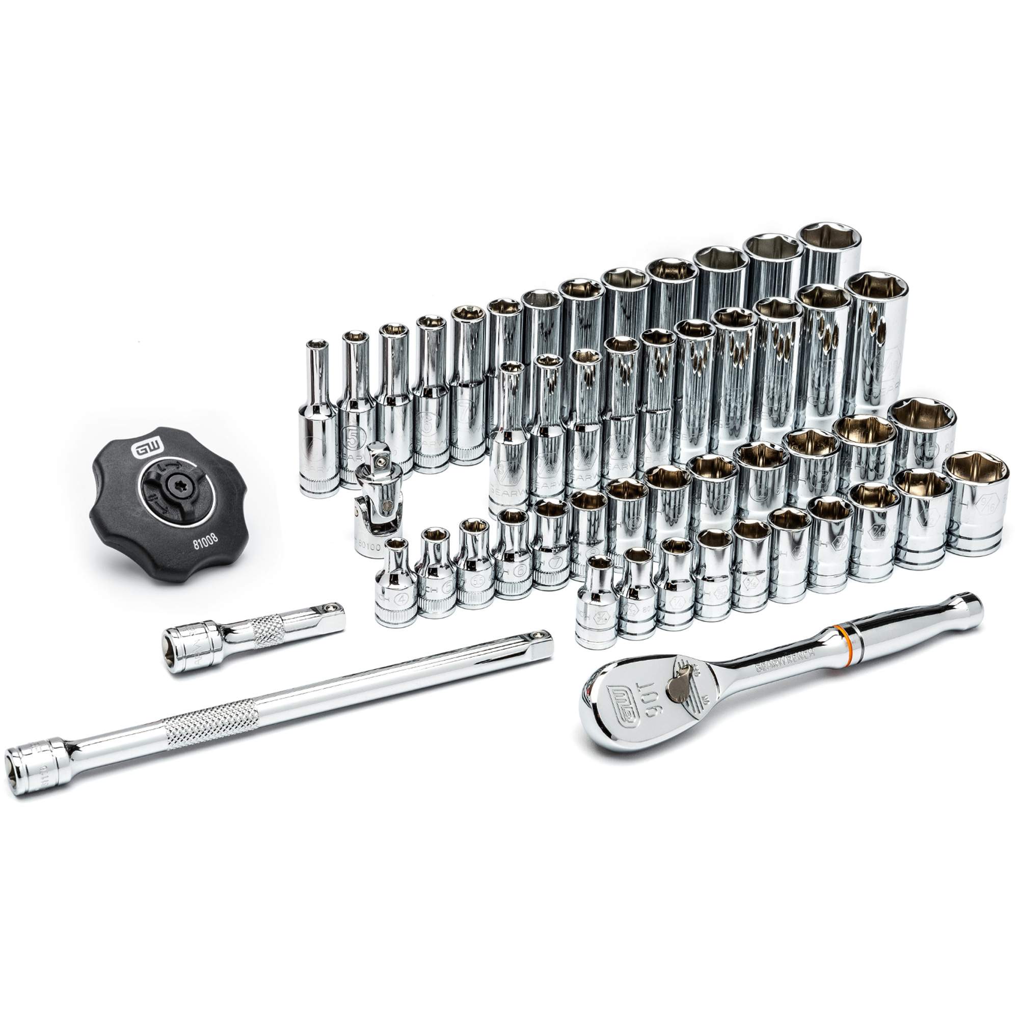 Jeu d'outils SAE/métriques à six pans pour mécanicien, 51 Mcx, Prise de 1/4", Profond