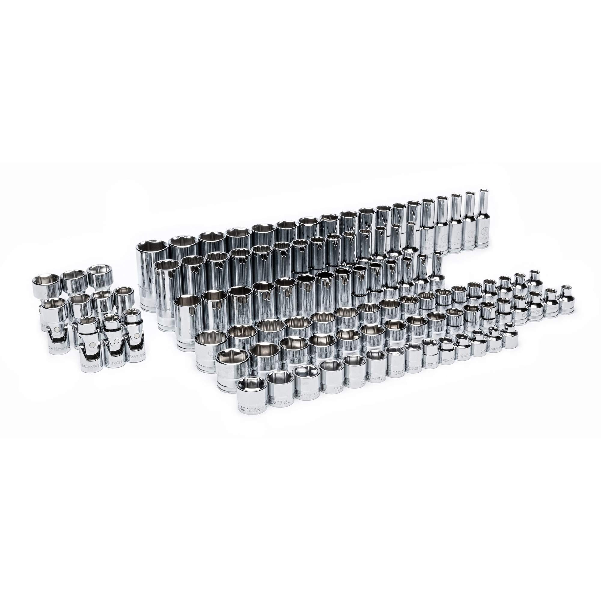 Jeu maître de douilles métriques dans un plateau de rangement en mousse, 104 Mcx, Prise de 3/8", Profond