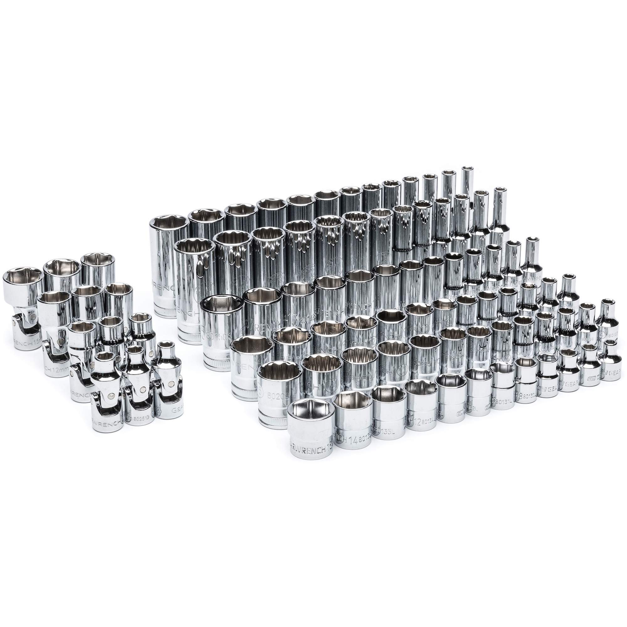 Jeu maître de douilles métriques dans un plateau de rangement en mousse, 89 Mcx, Prise de 1/4", Profond