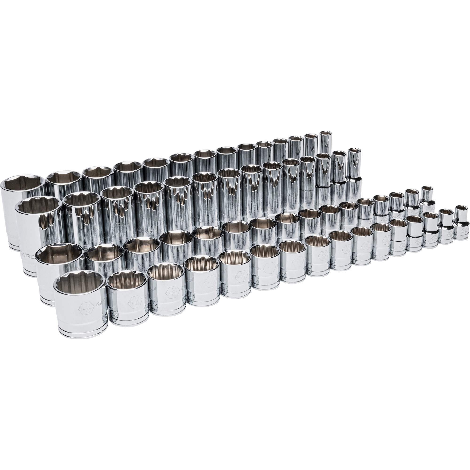 Jeu maître de douilles SAE dans un plateau de rangement en mousse, 60 Mcx, Prise de 1/2", Profond