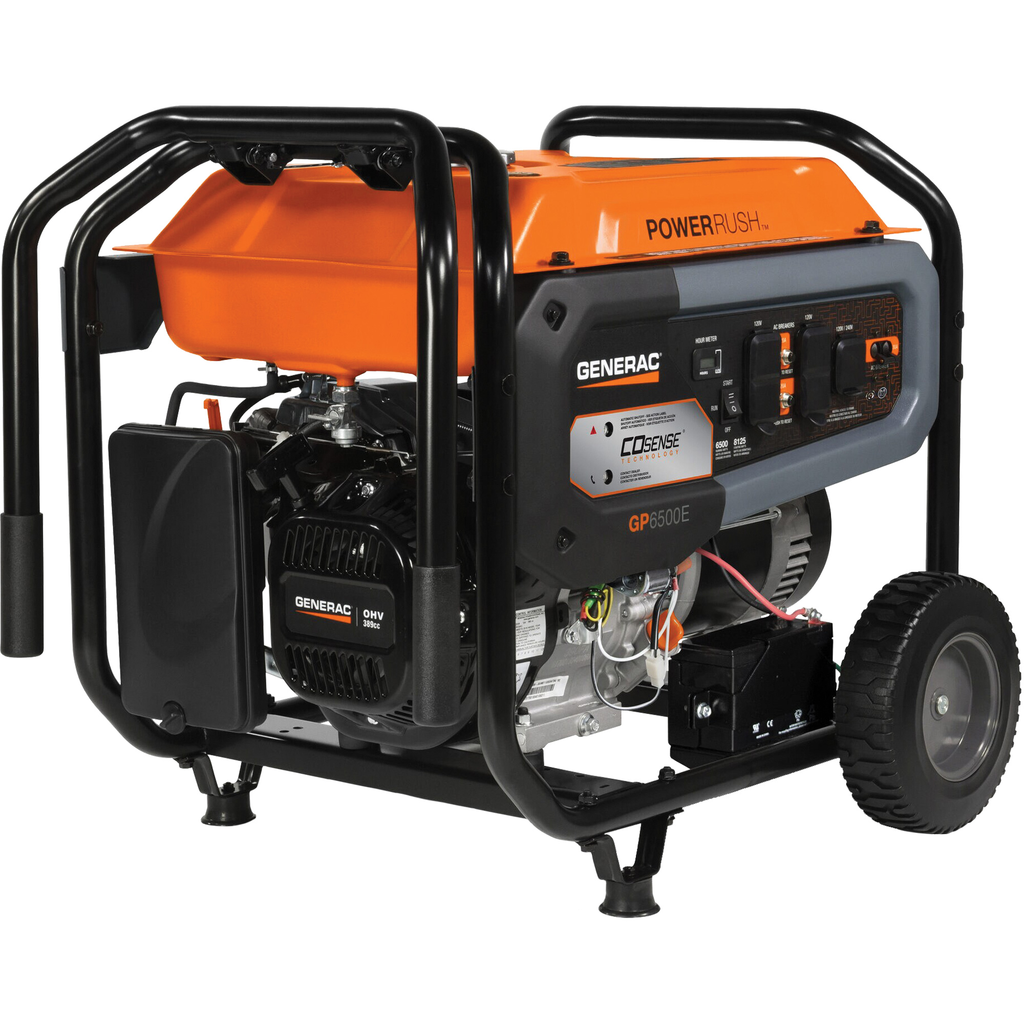 Génératrice portable avec technologie COsenseMD, 8125 W de surtension, 6500 W nominale, 120 V/240 V, Réservoir de 7,9 gal.