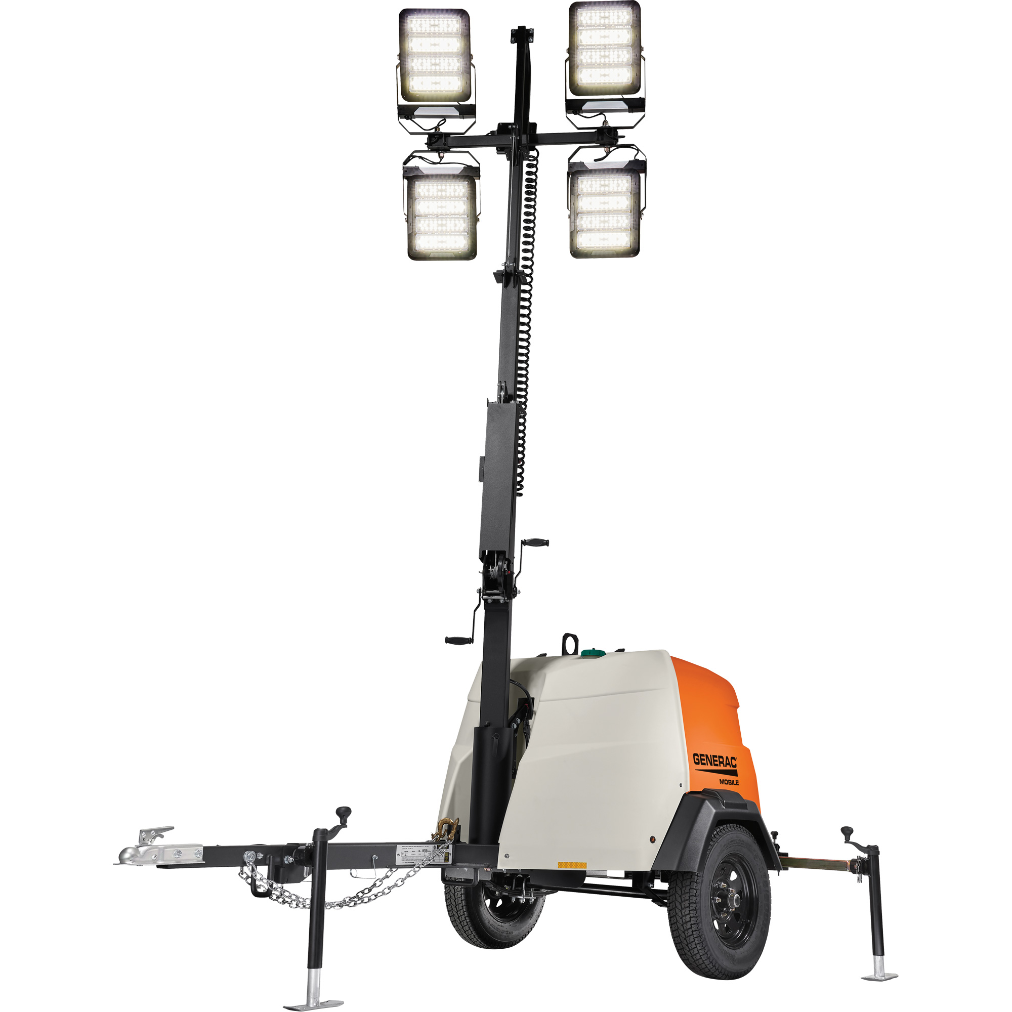 Tour d'éclairage avec lampes DEL automatisée et portative, Diesel, 6000 Watts, 172 200 Lumens, Hauteur de 23'