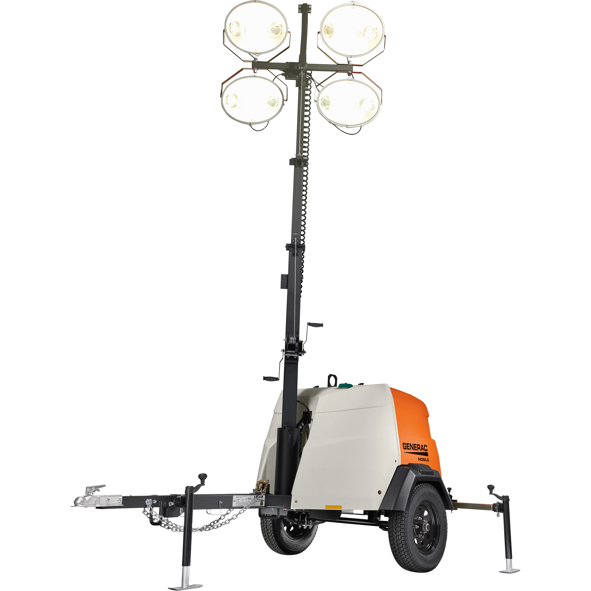Tour lumineuse mobile aux halogénures métalliques, Diesel, 6000 Watts, 462000 Lumens, Hauteur de 23'