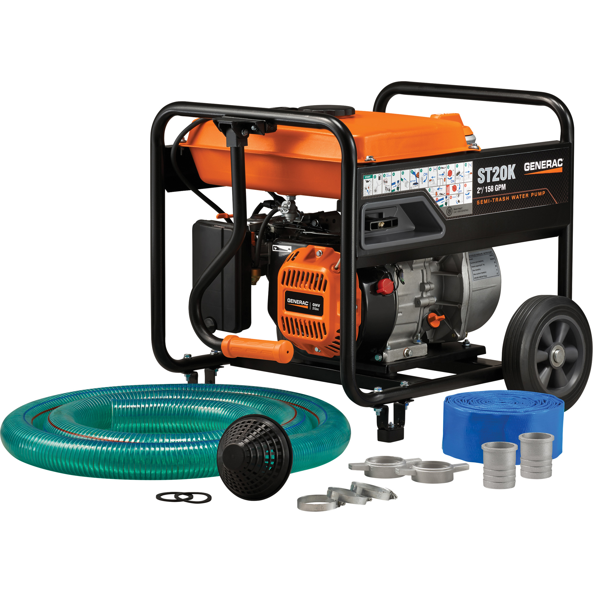 Trousse de pompe à eau à semi-résidus, 158 gal./min, 208 cc, 4 cycles OHV