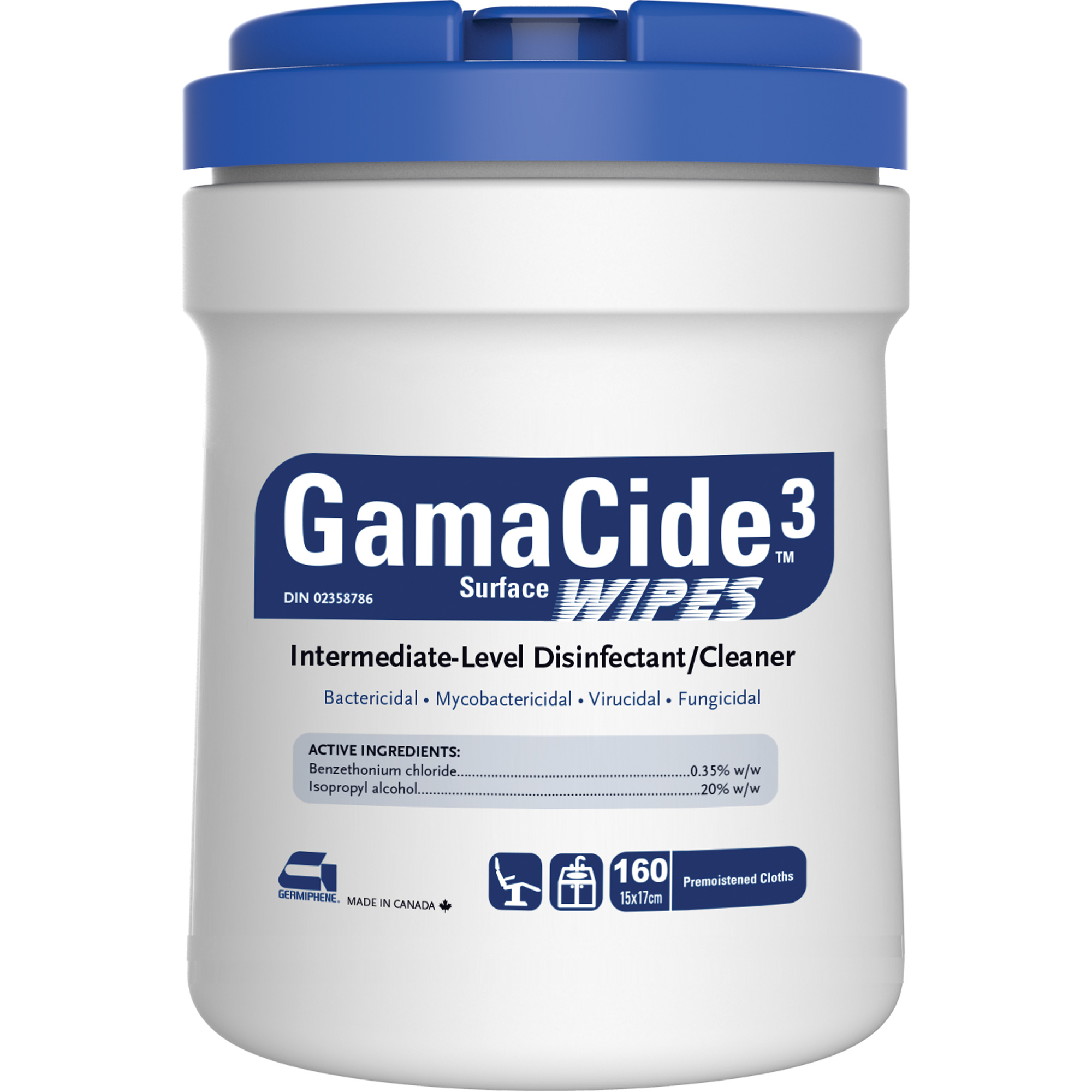 Désinfectant pour surfaces multiples GermiCide3, 160 lingettes