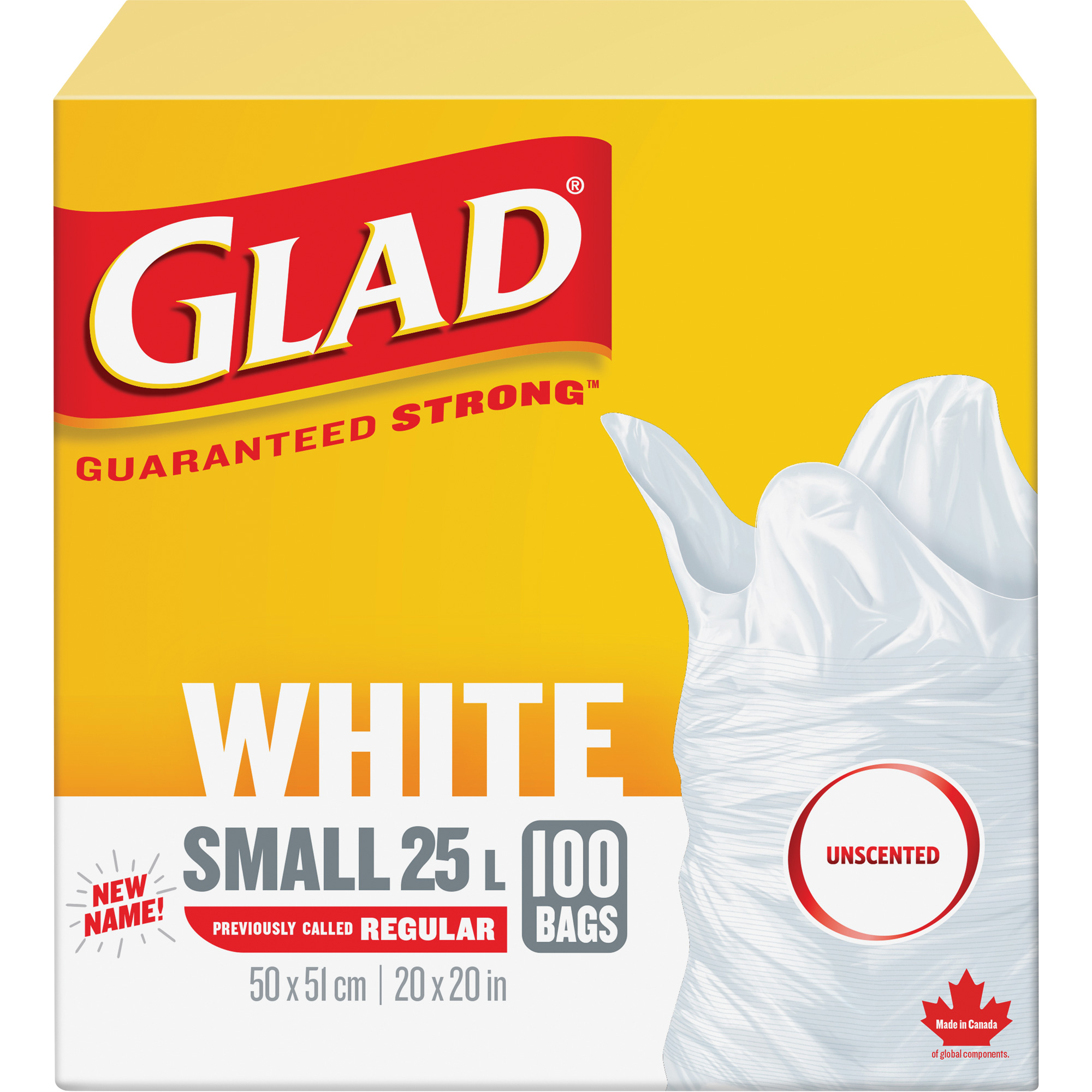 Petits sacs à ordures 25 L sans parfum, Régulier, 20" la x 20" lo, Blanc