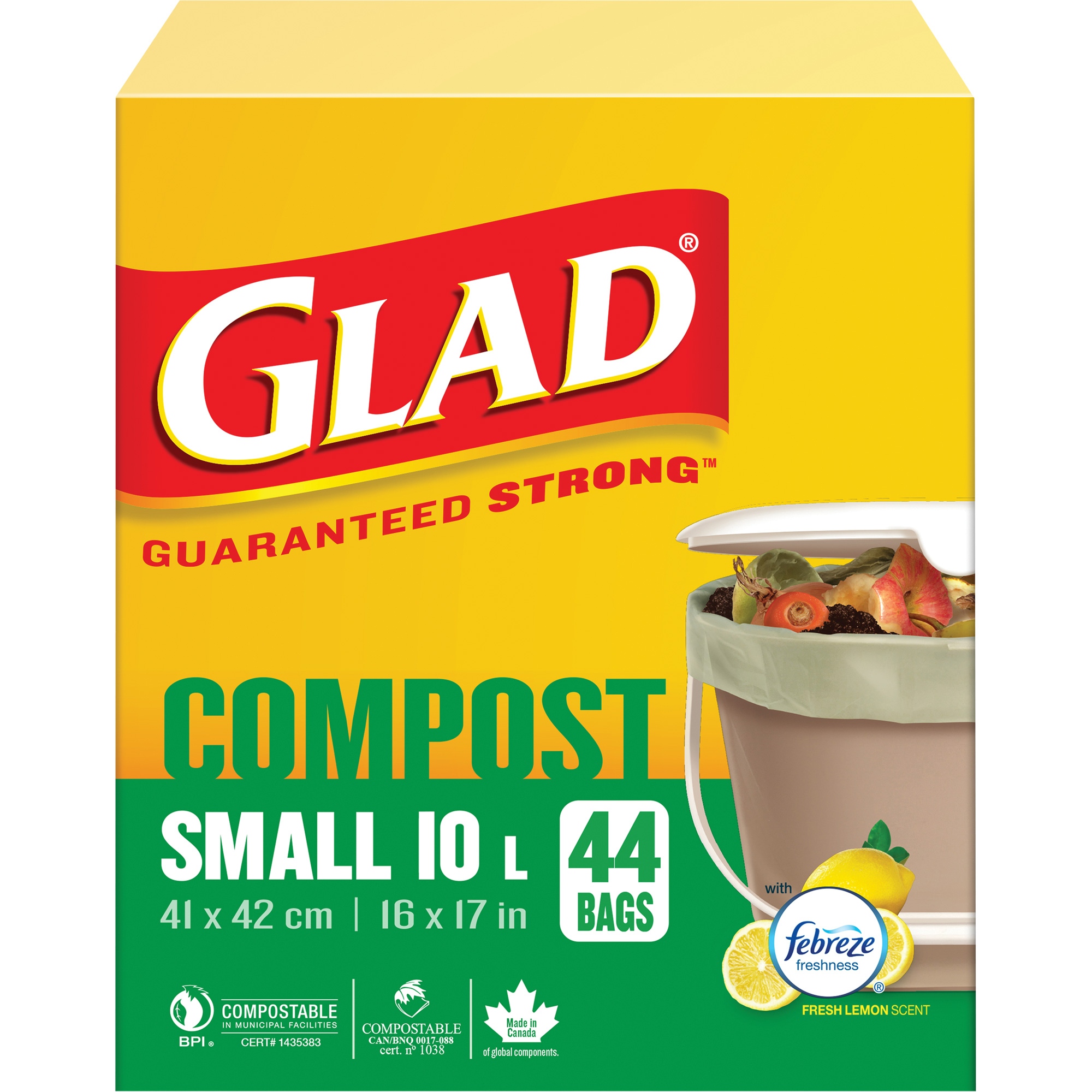 Petits sacs de compostage, Régulier, 17" lo x 16" la, Brun, Capacité de 10 L (3 gal.)