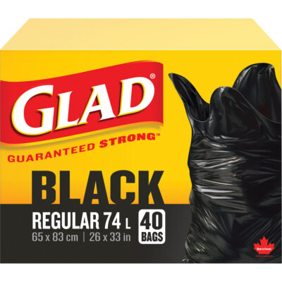 Sacs à ordures 74 L, Régulier, 26" la x 33" lo, Noir