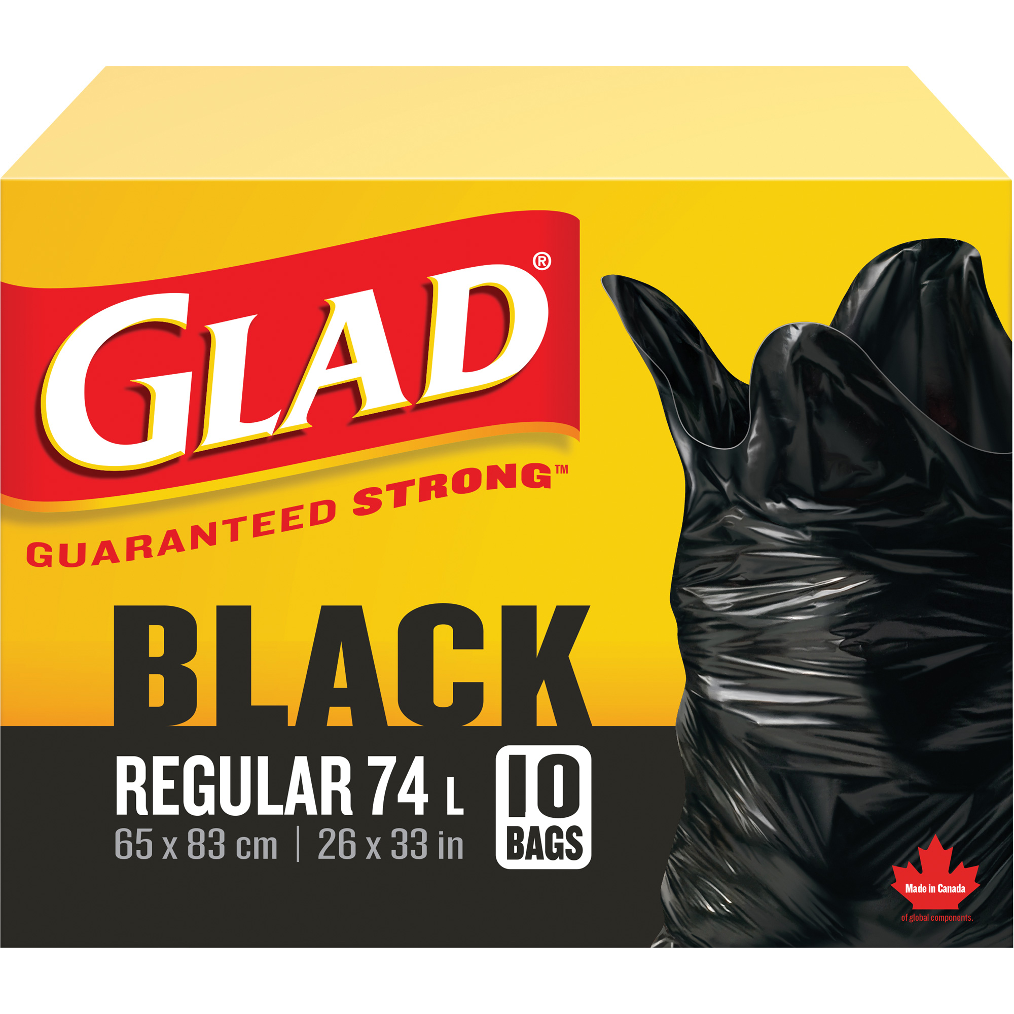 Sacs à ordures 74 L, Régulier, 26" la x 33" lo, Noir