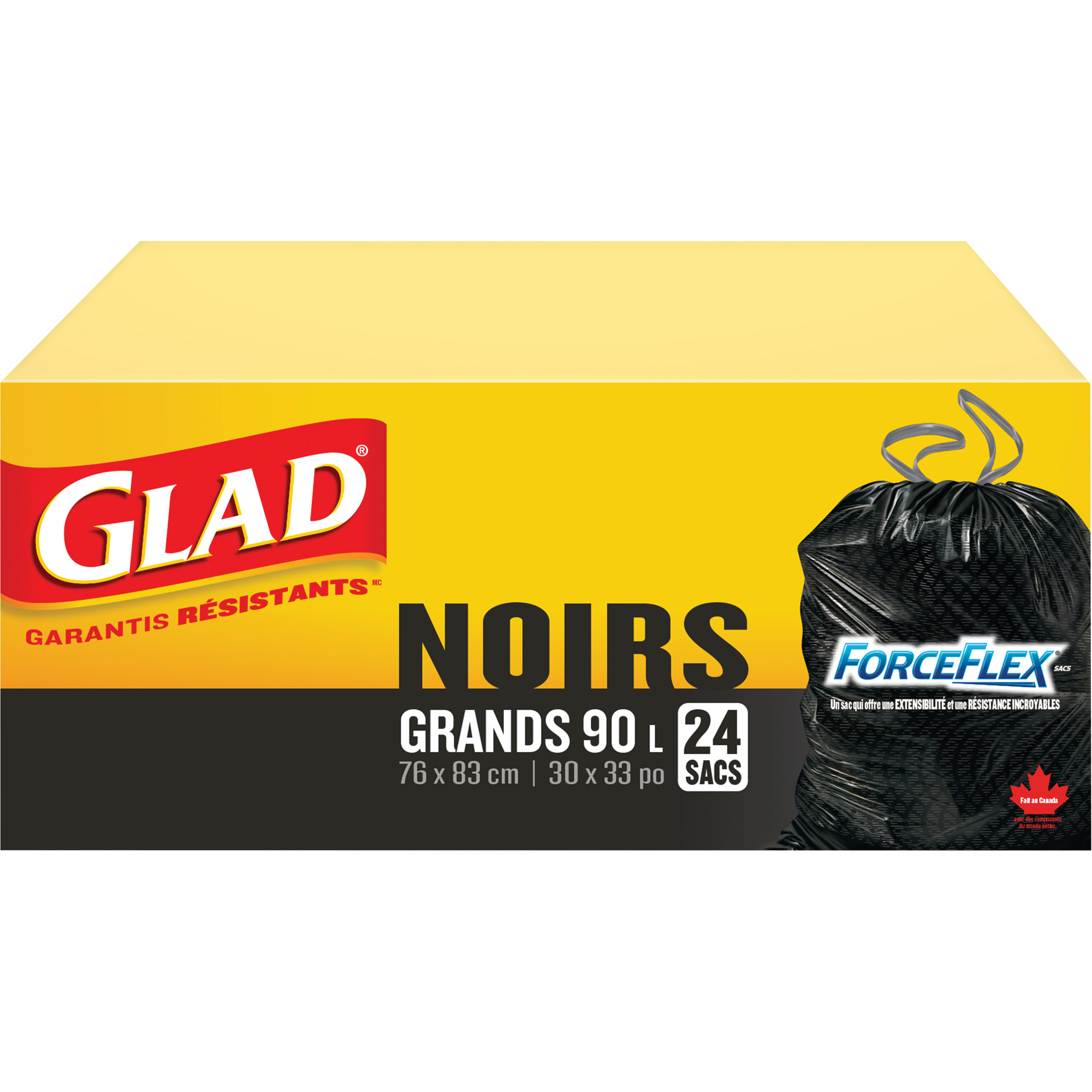 Sacs à ordures 90 L, Régulier, 30" la x 33" lo, Noir – Image 2