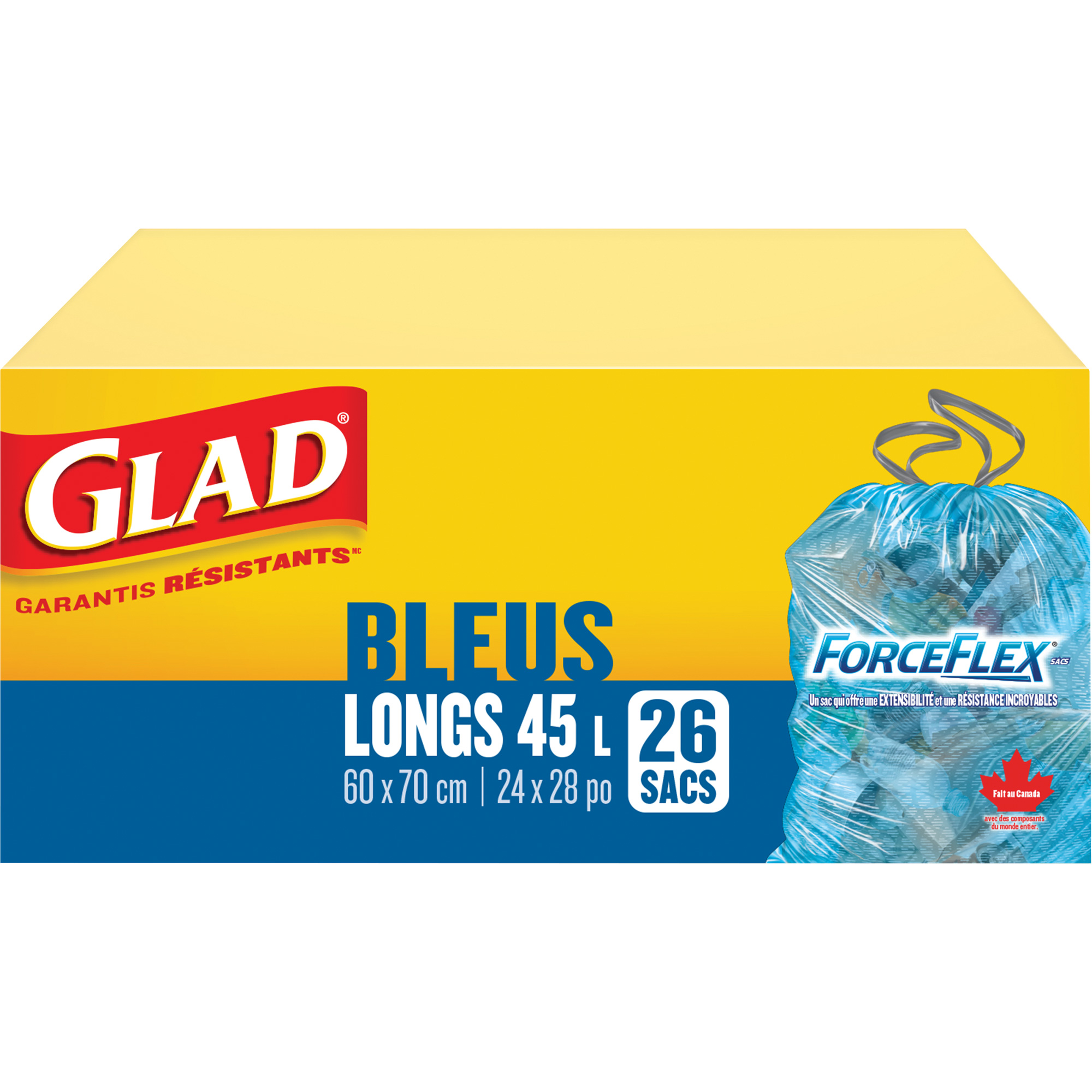 Sacs de recyclage 45 L, Régulier, 24" la x 28" lo, Bleu – Image 2