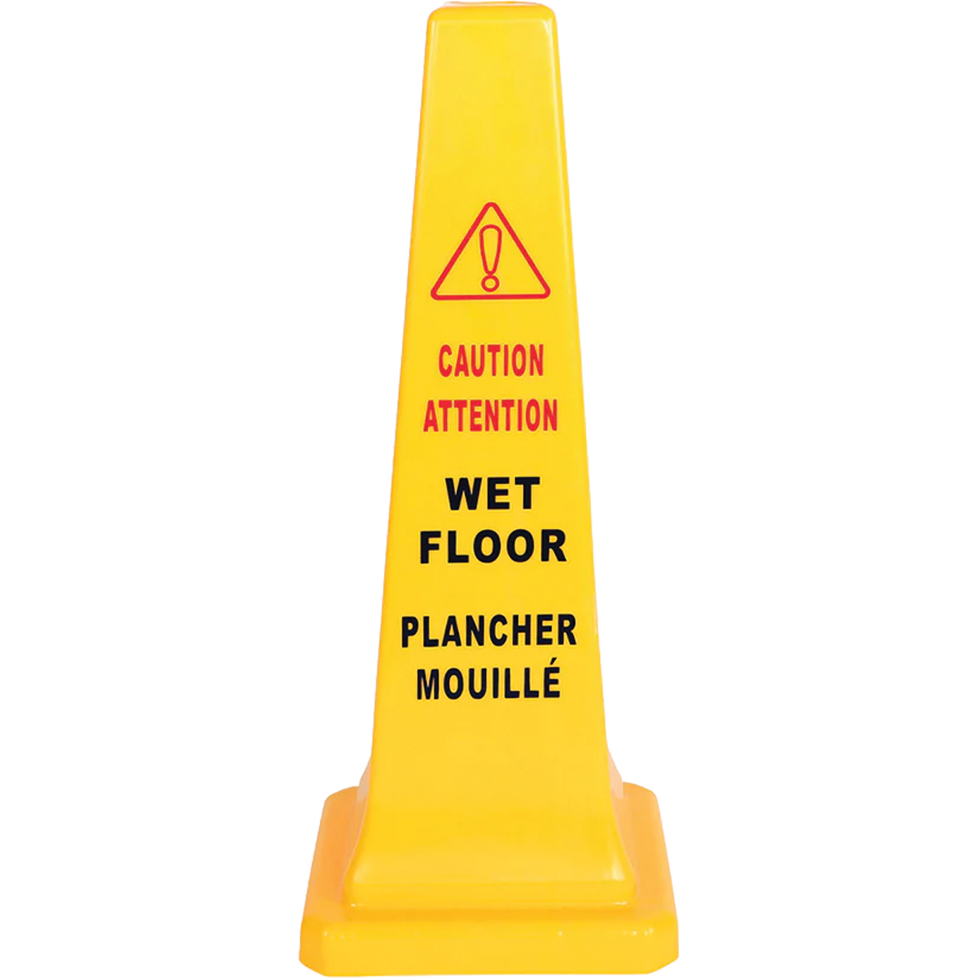 Cône d'avertissement de plancher mouillé, Bilingue avec pictogramme