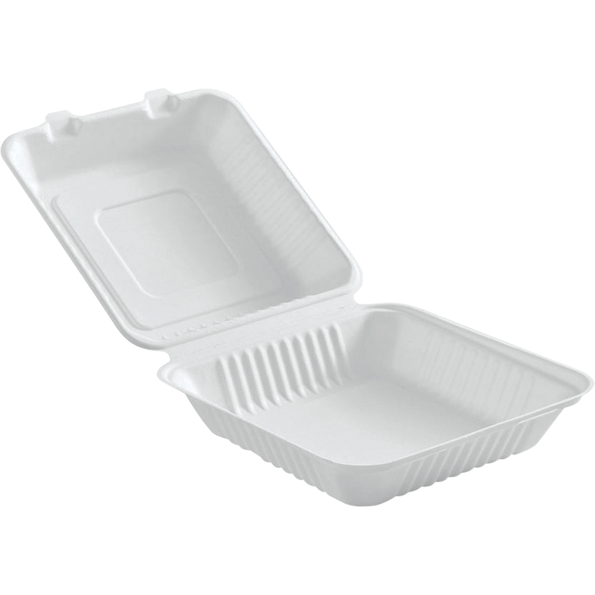 Contenants à charnière pour nourriture compostable, Bagasse, Carrée