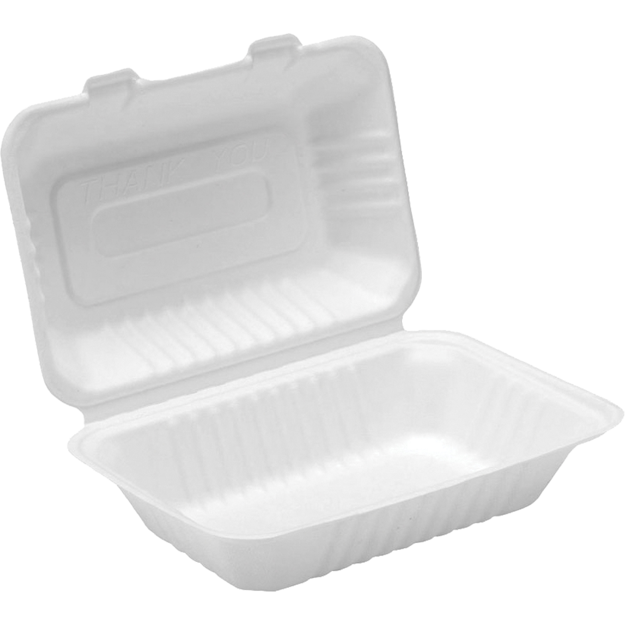 Contenants à charnière pour nourriture compostable, Bagasse, Rectangulaire