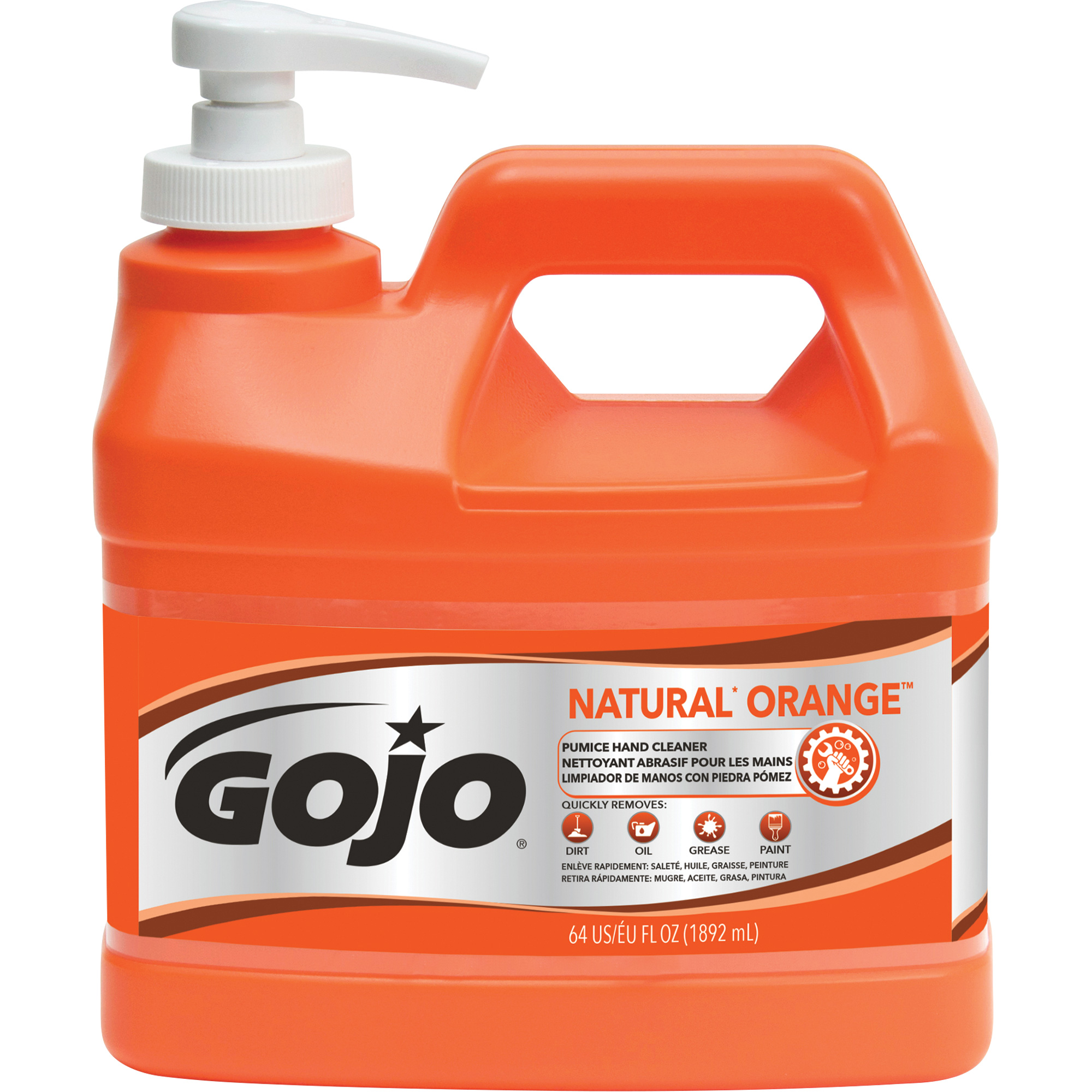 Nettoyant à mains Natural OrangeMC, Pierre ponce, 1,89 L, Bouteille à pompe, Agrumes/Orange