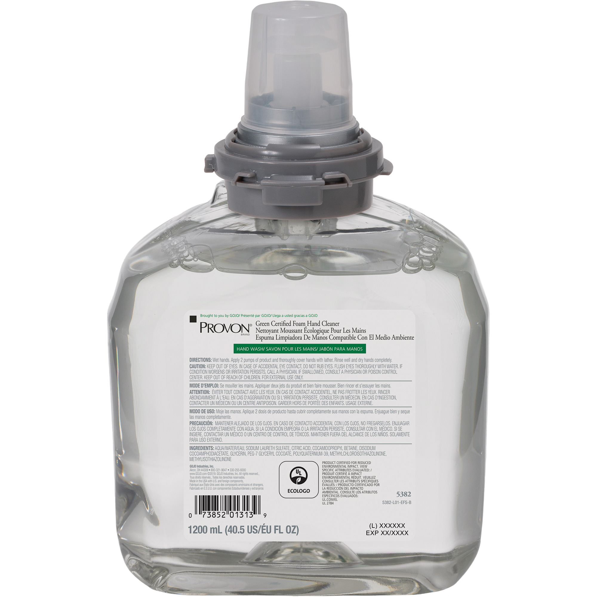 Savon pour les mains certifié vert pour distributeur PROVONMD TFXMC, Mousse, 1200 ml, Parfumé