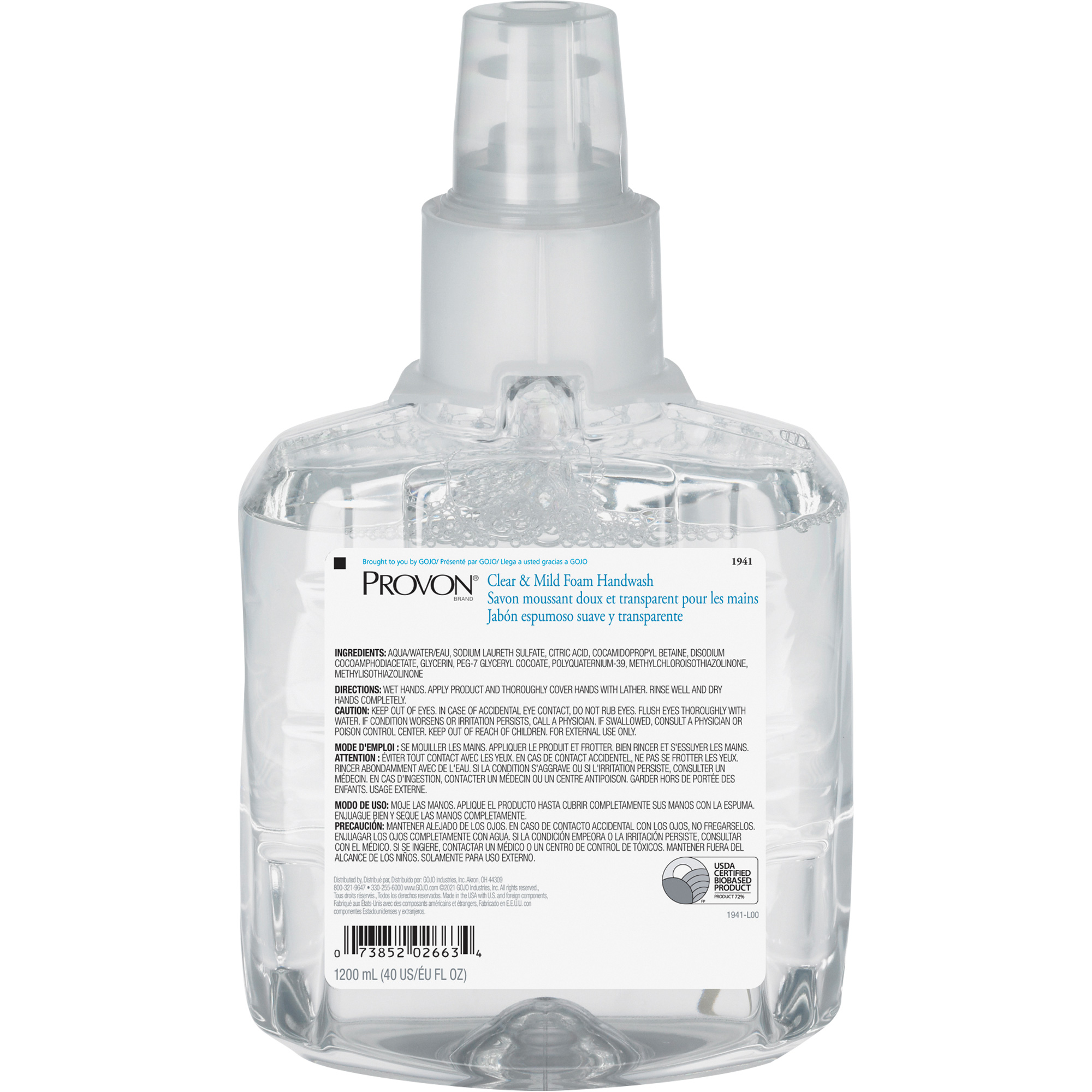 Savon pour les mains doux & clair ProvonMD, Mousse, 1200 ml, Sans parfum