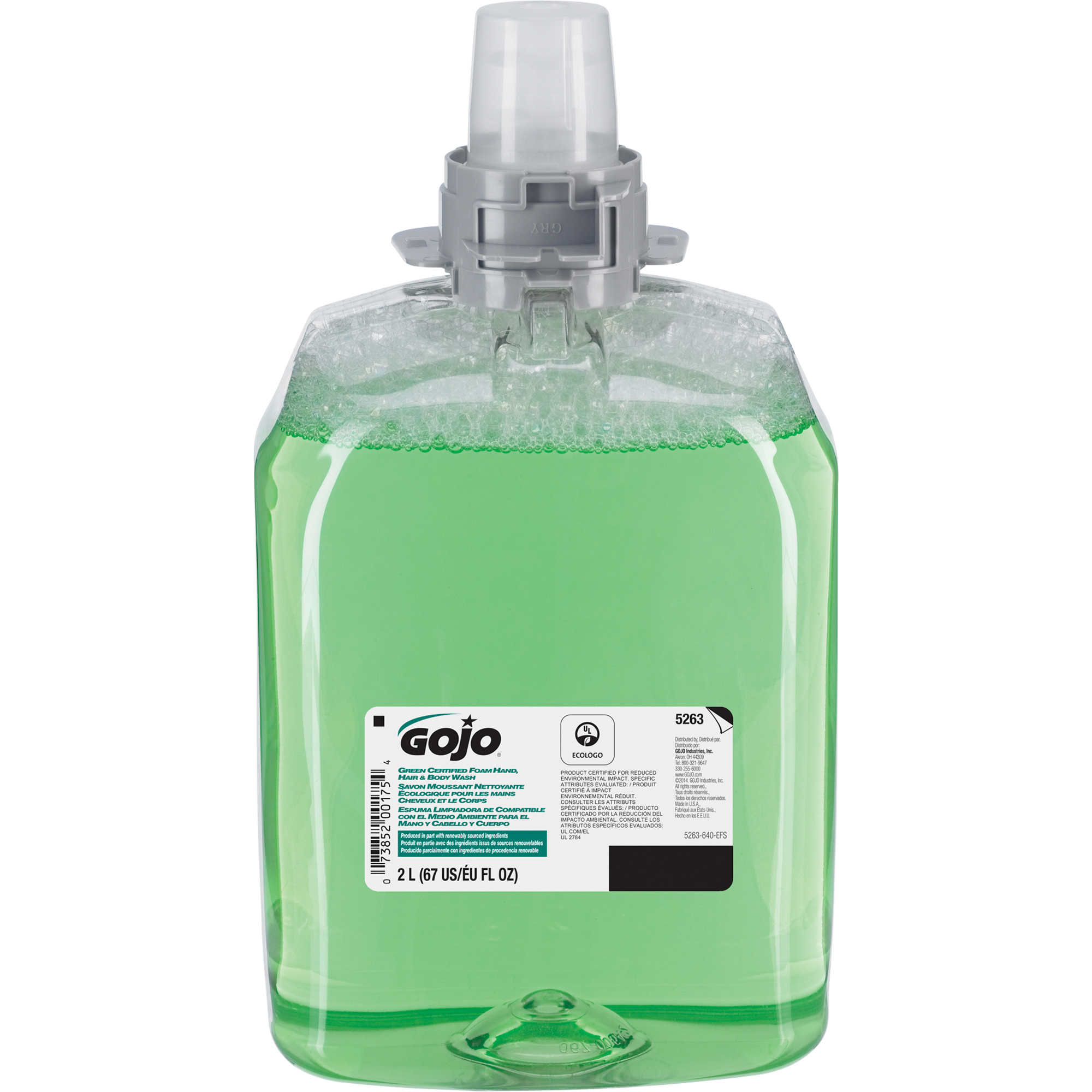 Savon pour les mains, les cheveux et le corps certifié vert FMX-12MC, Mousse, 1250 ml, Parfumé