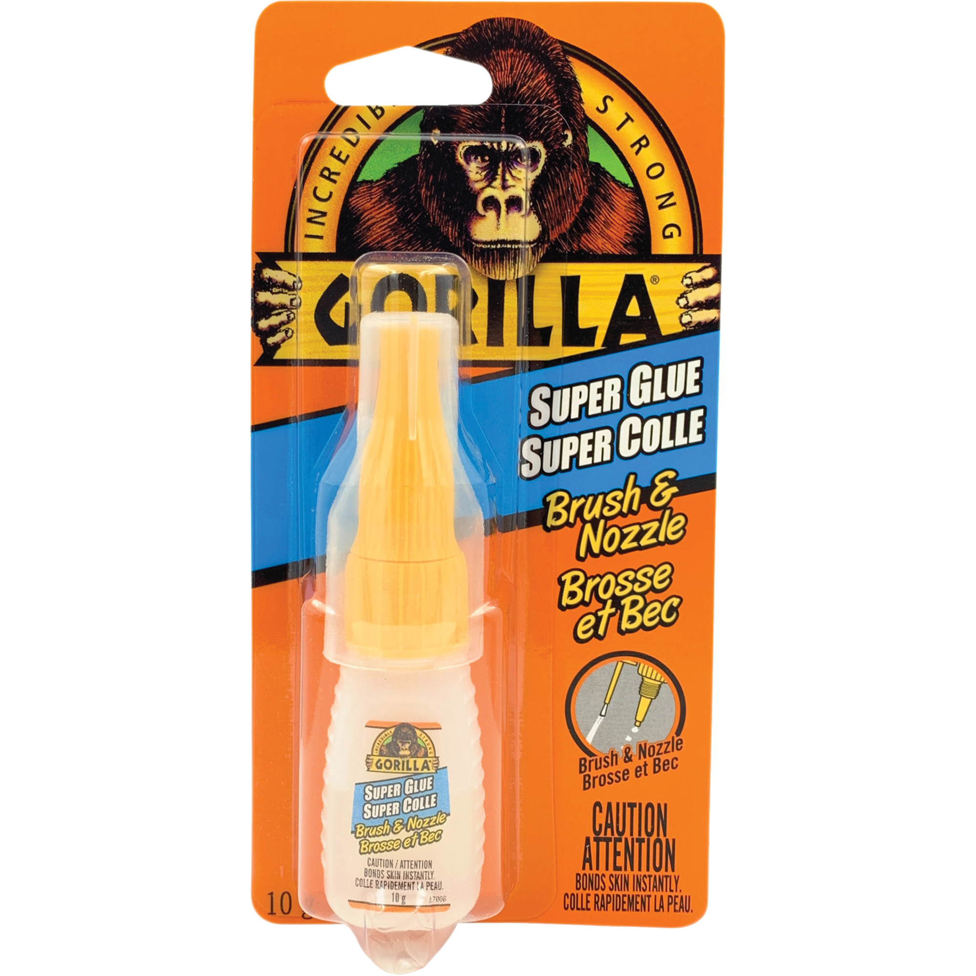 Colle cyanoacrylate avec embout et brosse, 10 g, Bouteille, Transparent