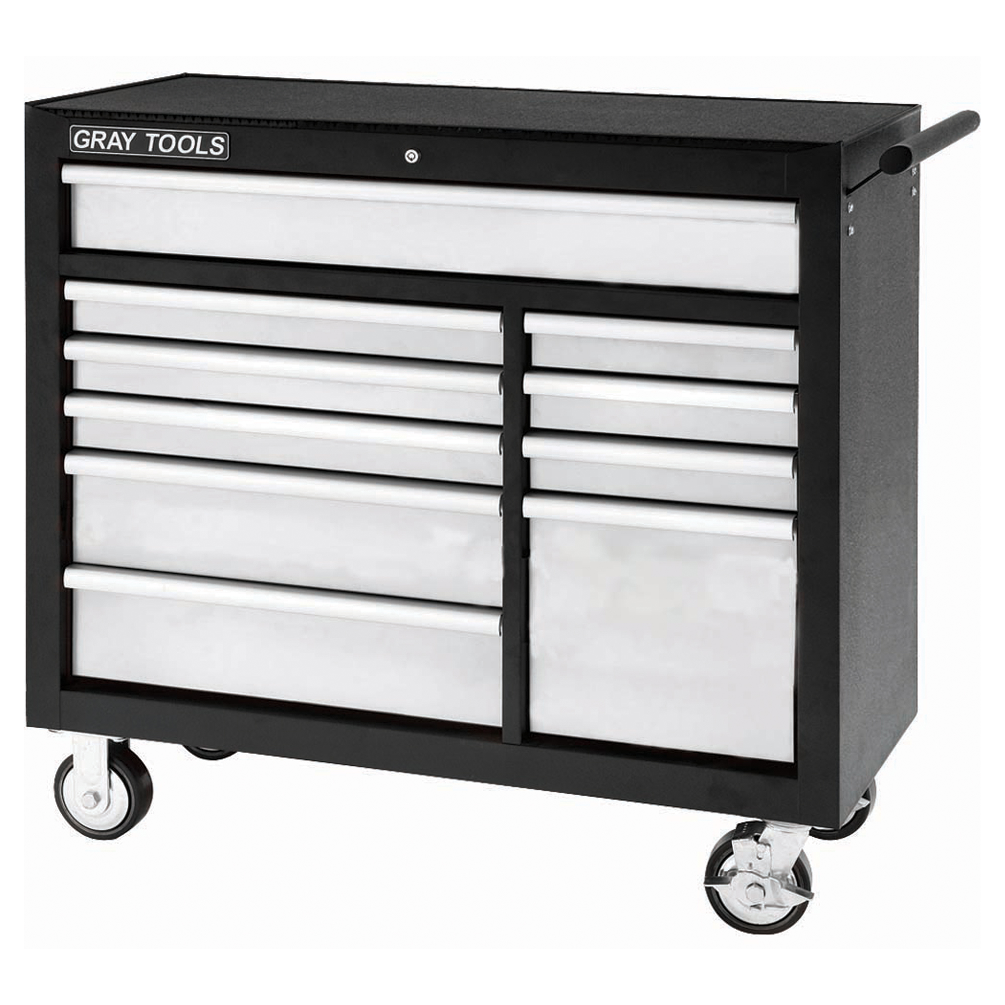 Armoire roulante, 10 tiroirs, 42" la x 19" p x 40" h, Noir