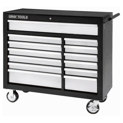 Armoire roulante, 13 tiroirs, 42" la x 19" p x 40" h, Noir