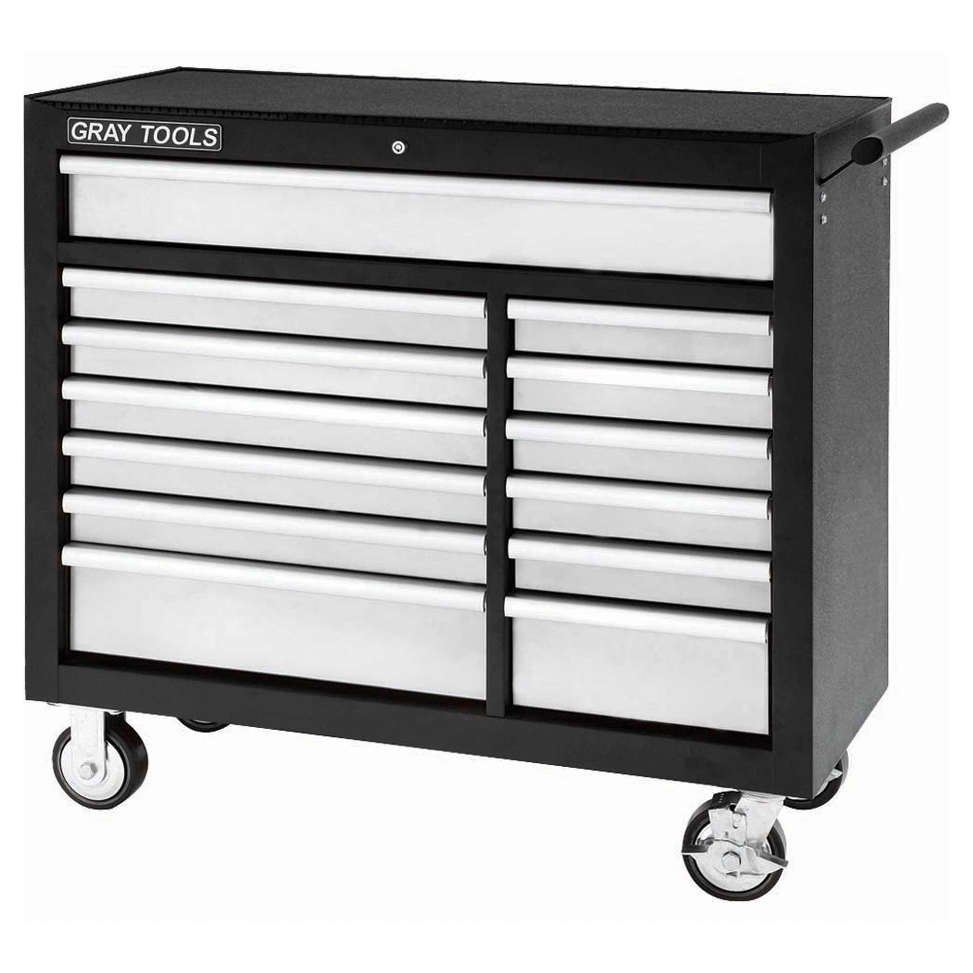 Armoire roulante, 13 tiroirs, 42" la x 19" p x 40" h, Noir