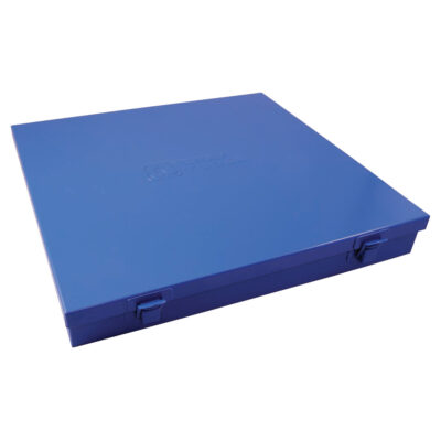 Boîte en métal mince, 12" P x 11-1/2" la x 1-3/4" h, Bleu