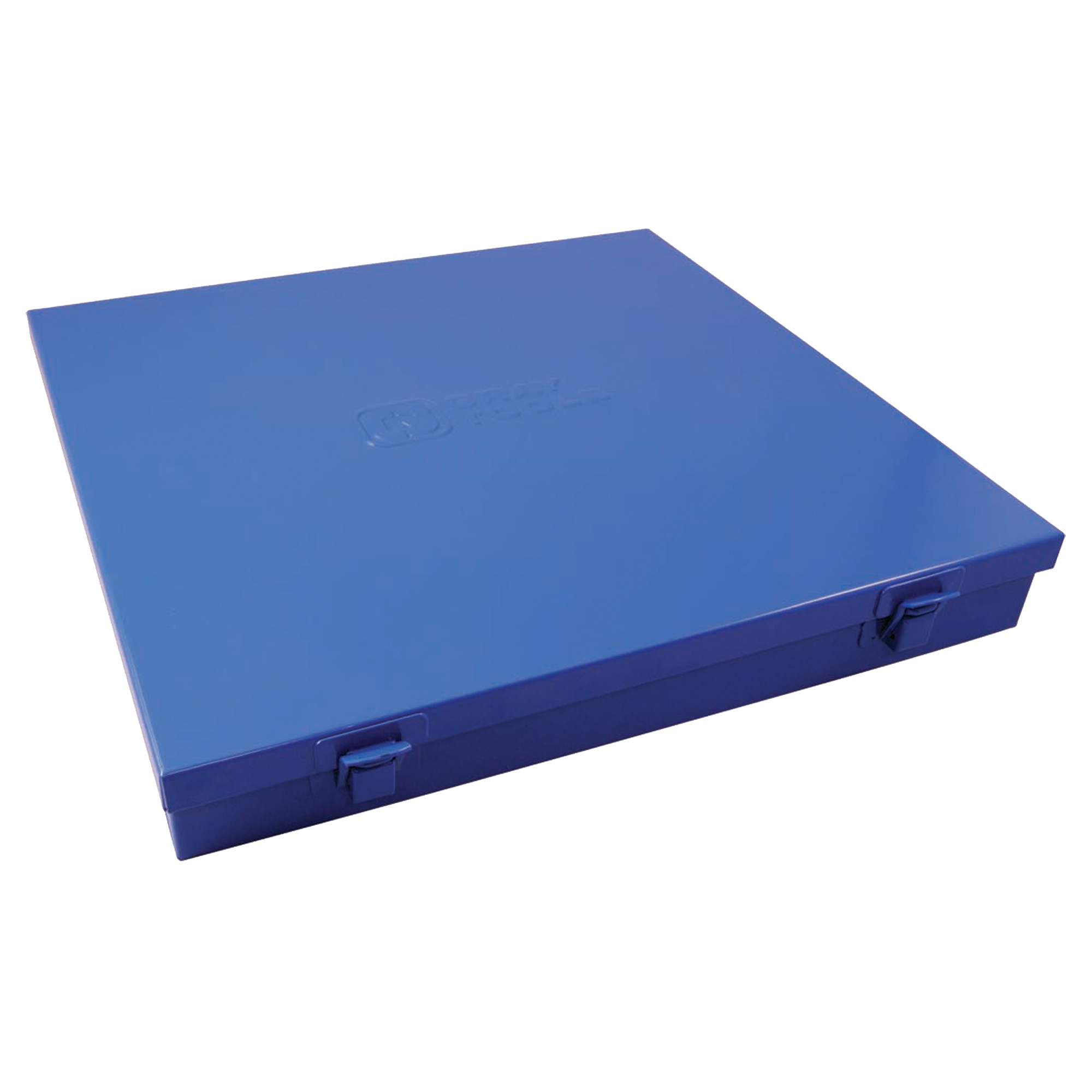Boîte en métal mince, 12" P x 11-1/2" la x 1-3/4" h, Bleu