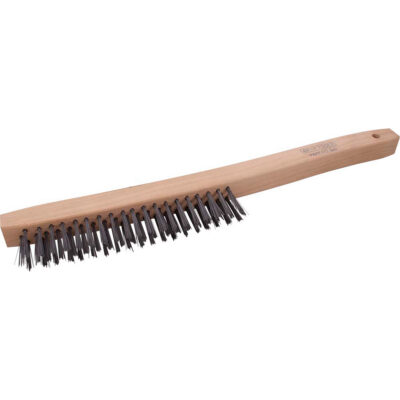Brosse à récurer industrielle à manche long, Acier, 3 x 19 rangs de fils, Longueur 14"