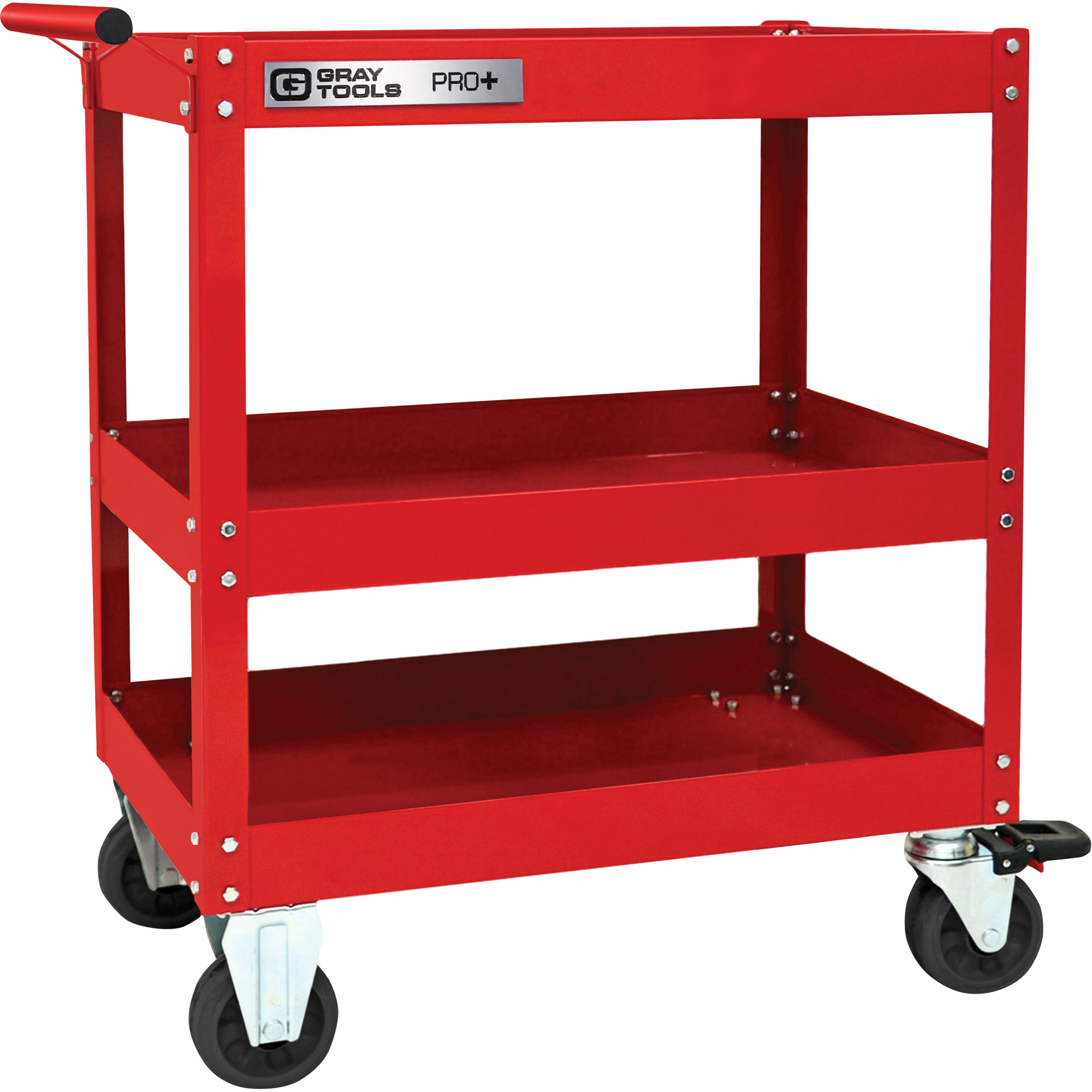 Chariot utilitaire robuste série PRO+, 3 tiers, 30-1/5" x 38-1/3" x 19-1/2"