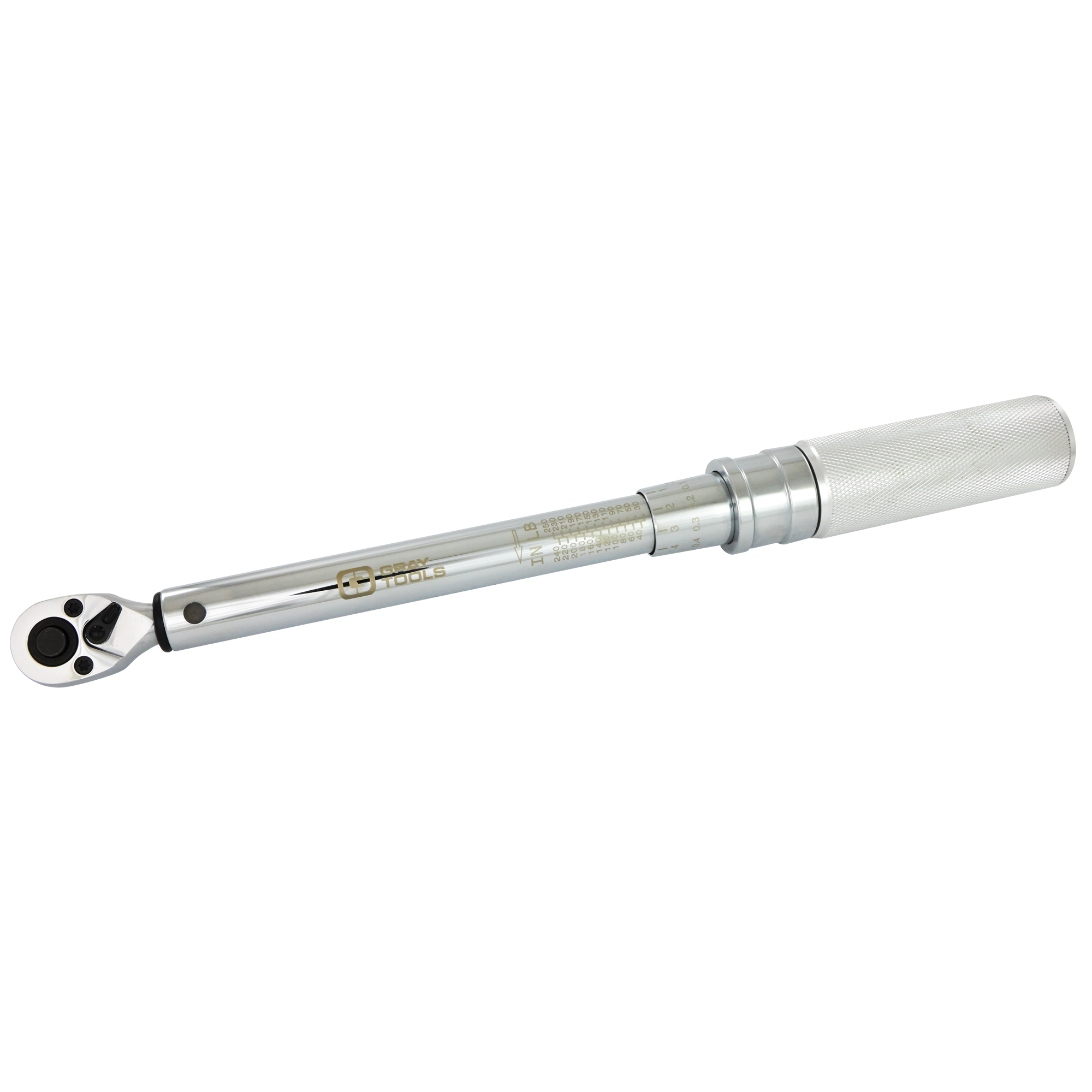 Clé dynamométrique à micromètre robuste, À cliquer, Entraînement 1/4" carré, 30 - 250 lb-po