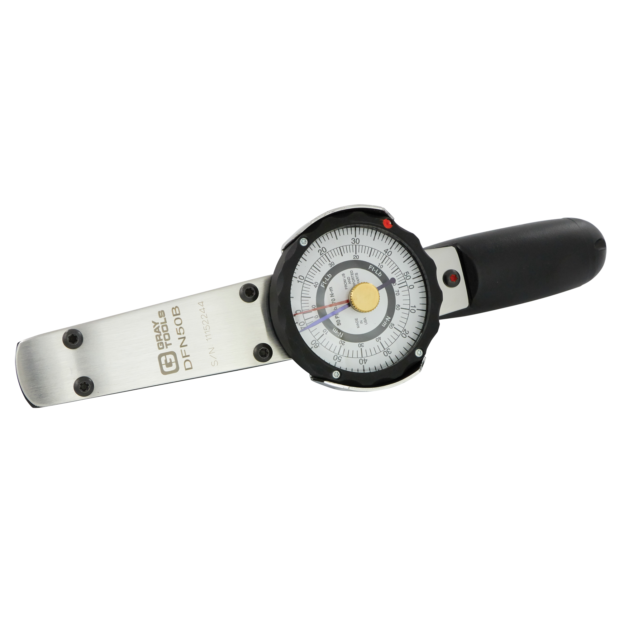 Clé dynamométrique avec aiguille à mémoire, À cadran, Entraînement 3/8" carré, 0 - 50 lb-pi