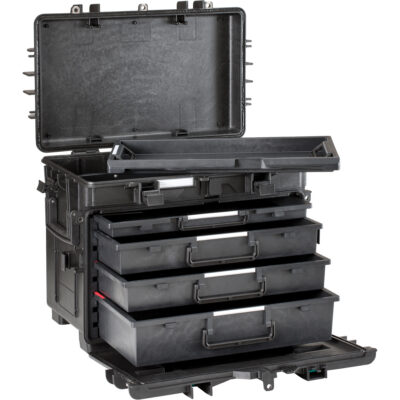 Coffre à outils militaire mobile avec tiroirs, 4 tiroirs, 22-4/5" la x 15" p x 18" h, Noir