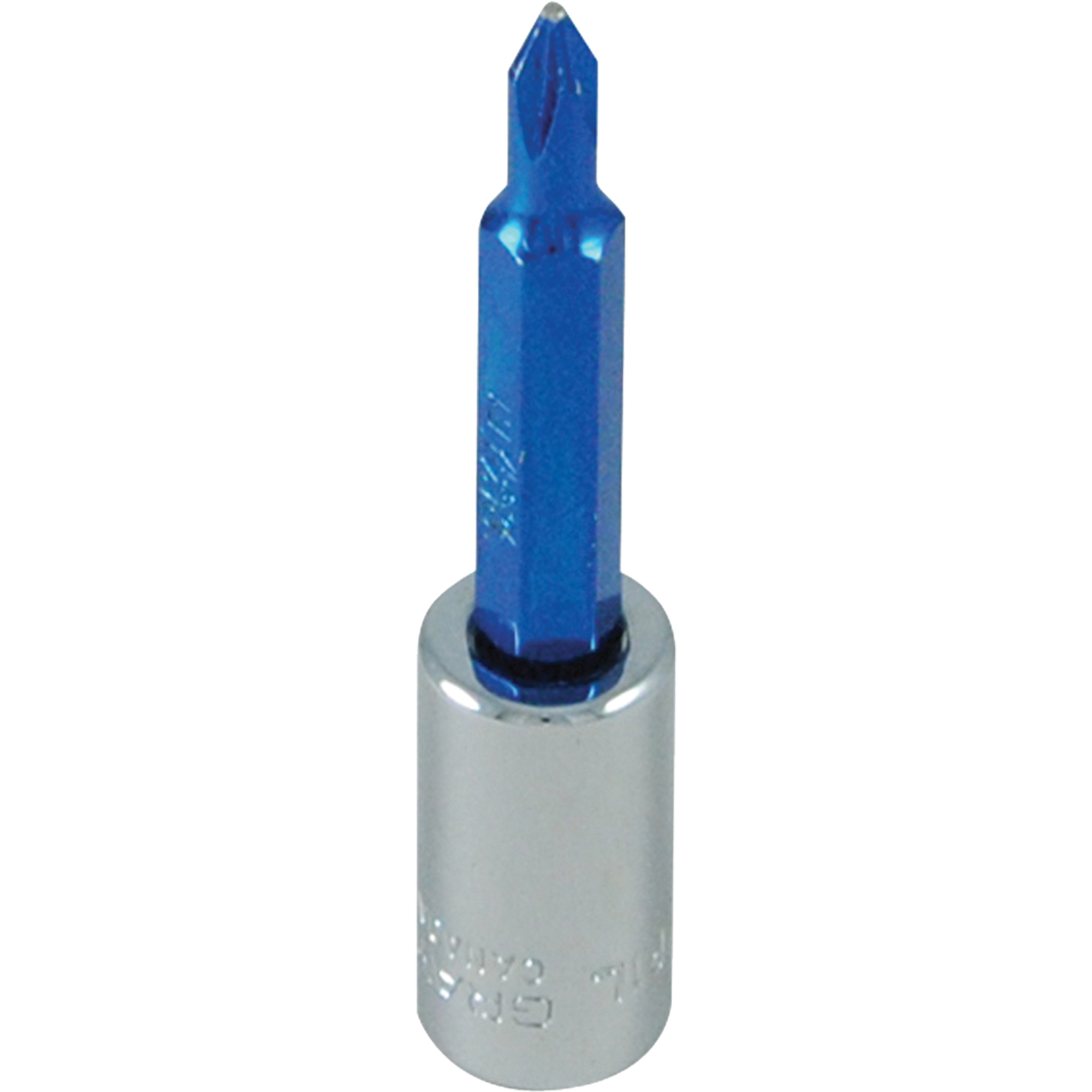 Douille tournevis à embout bleu, Phillips, #1, Prise 1/4"