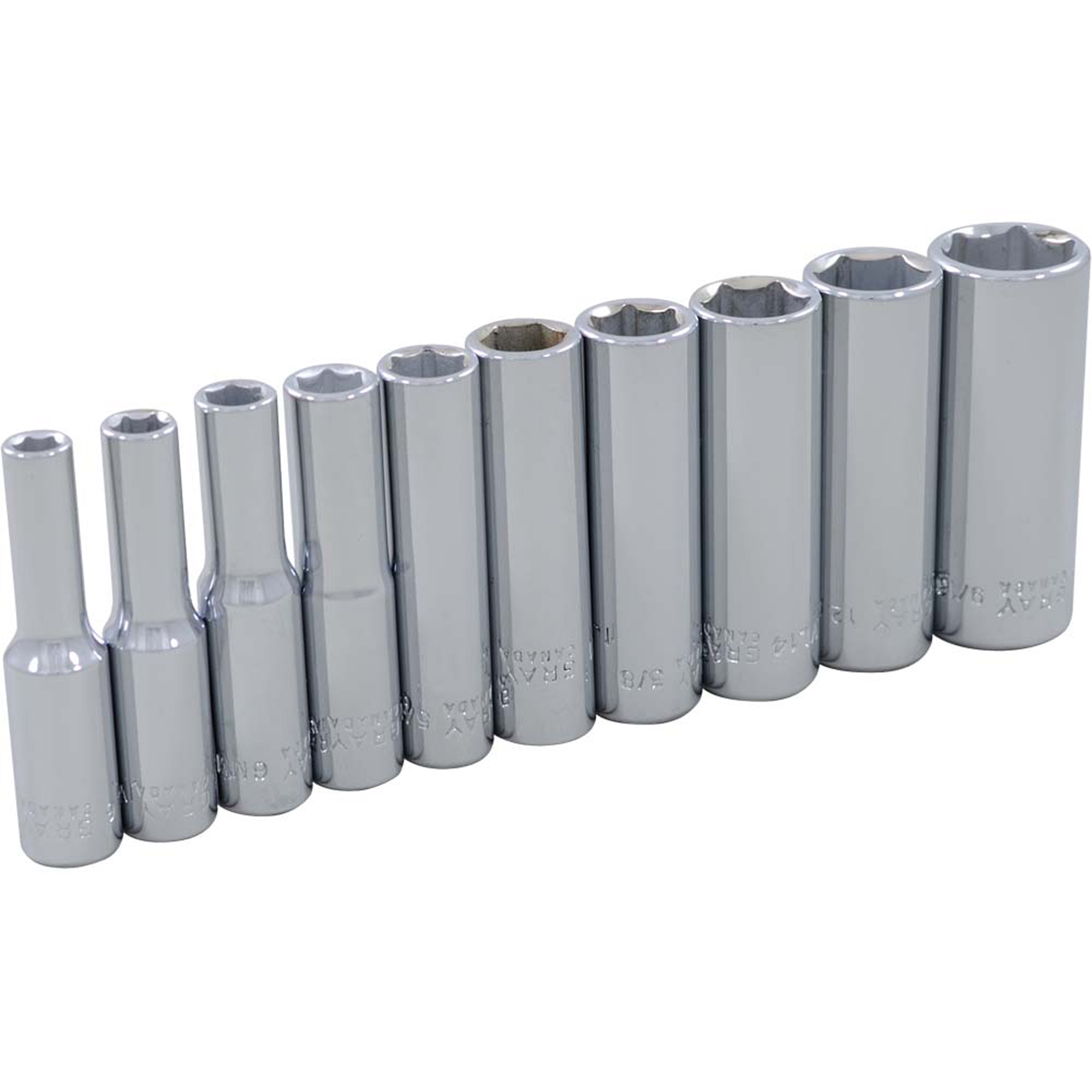Jeu de douilles, 10 Mcx, Prise de 1/4", Profond