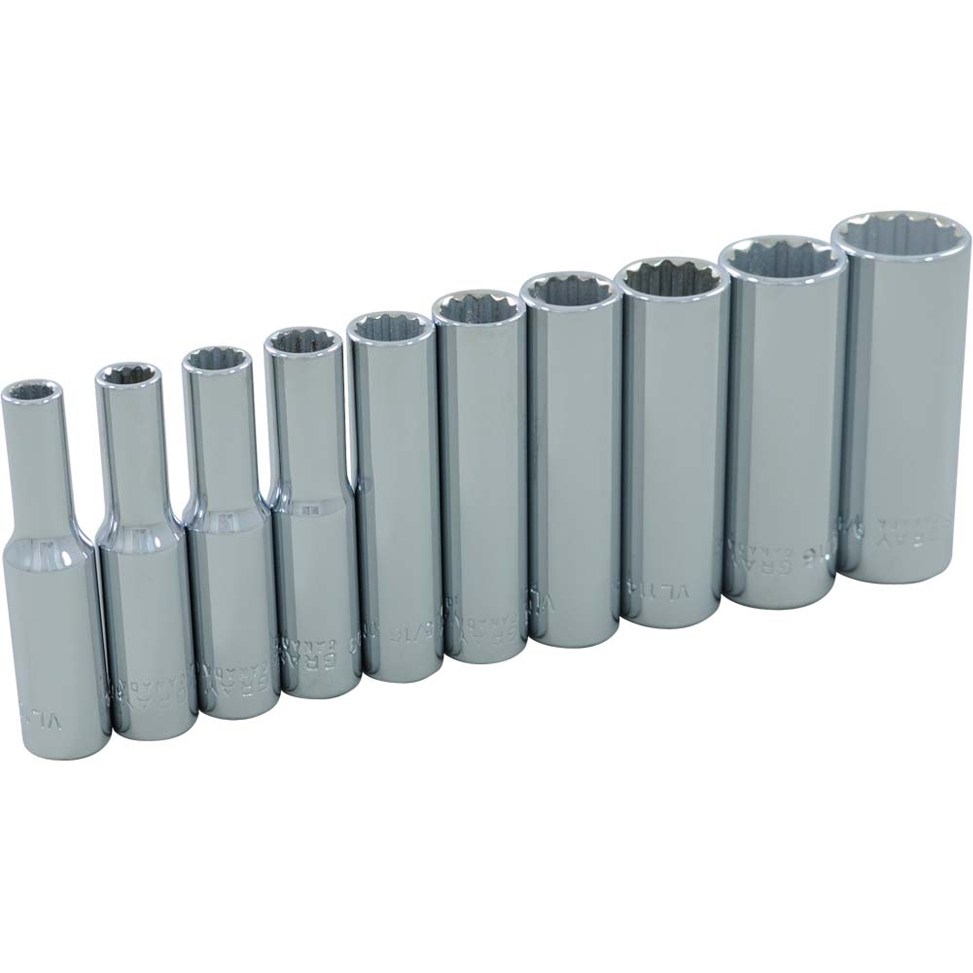 Jeu de douilles, 10 Mcx, Prise de 1/4", Profond